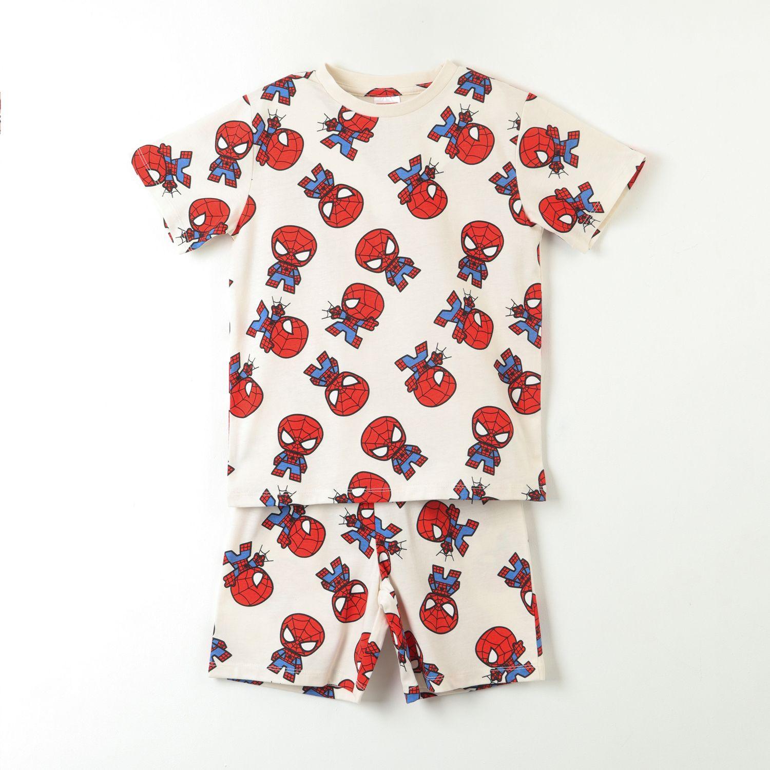 Pijama Manga Corta Niño Blanco Full Print Spiderman Marvel-0