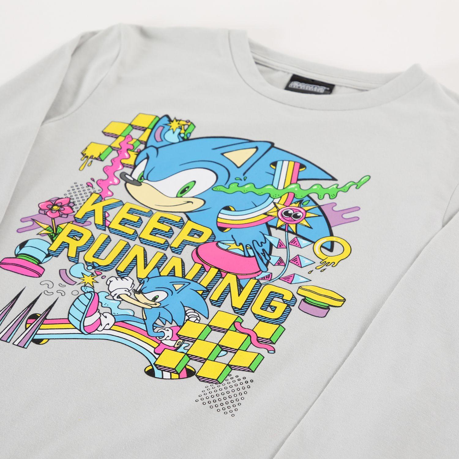 Polera Manga Larga Niño Keep Runing Gris Sonic-1