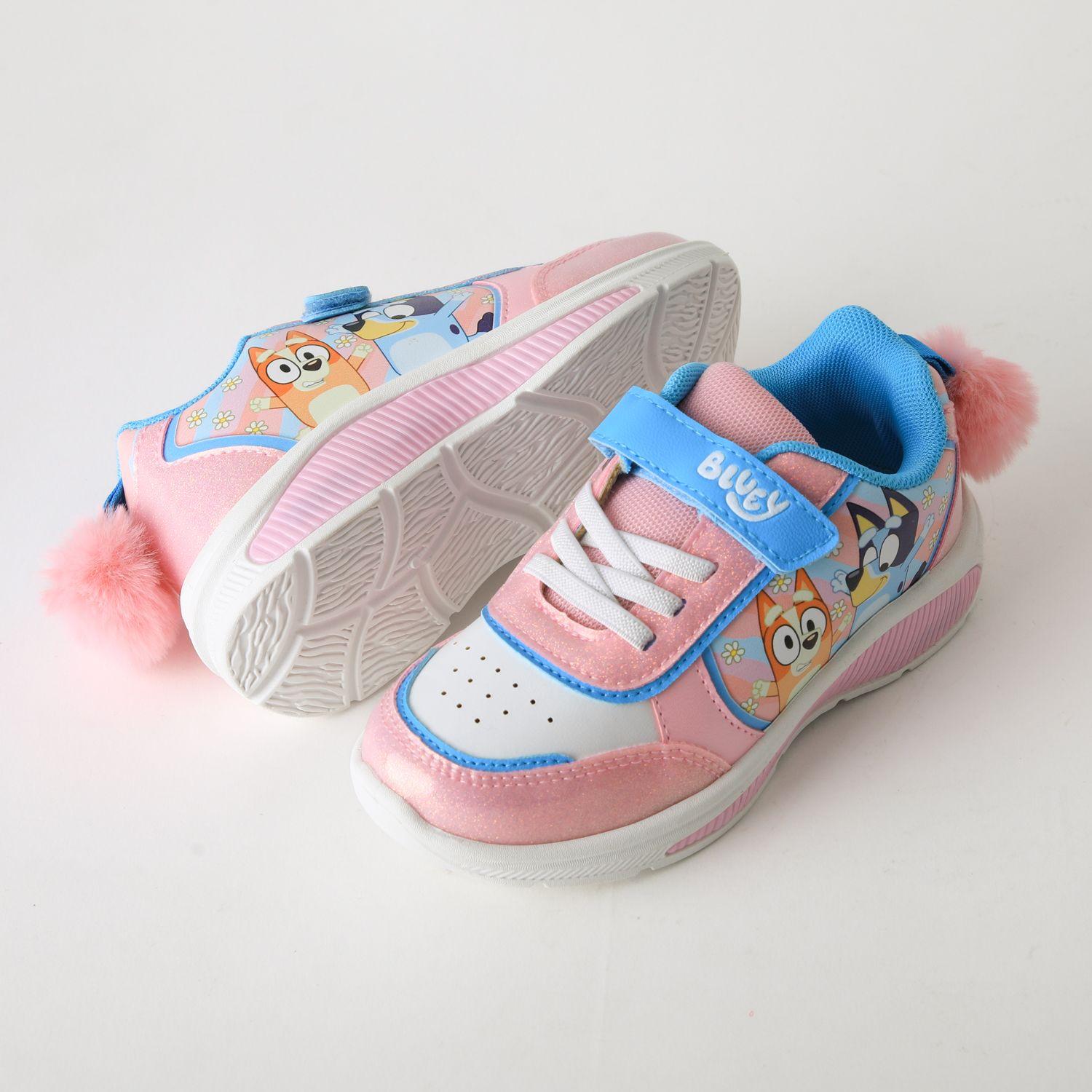 Zapatilla Luces Niña Velcro Pompón Rosado Bingo & Bluey-3