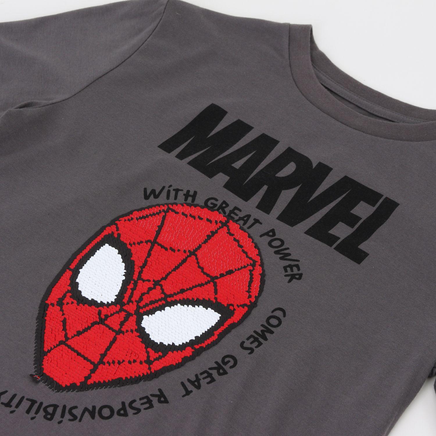 Polera Doble Manga Niño Spiderman Face Gris Marvel-2