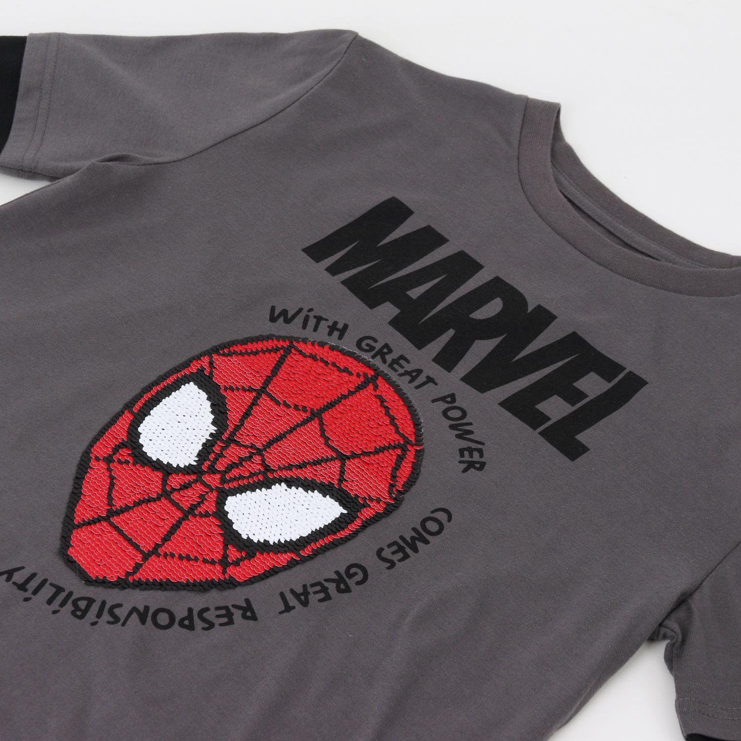 Polera Doble Manga Niño Spiderman Face Gris Marvel-3