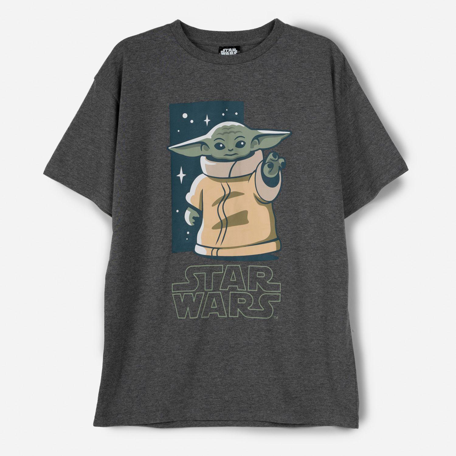 Polera Manga Corta Niño Baby Yoda Gris Star Wars-0