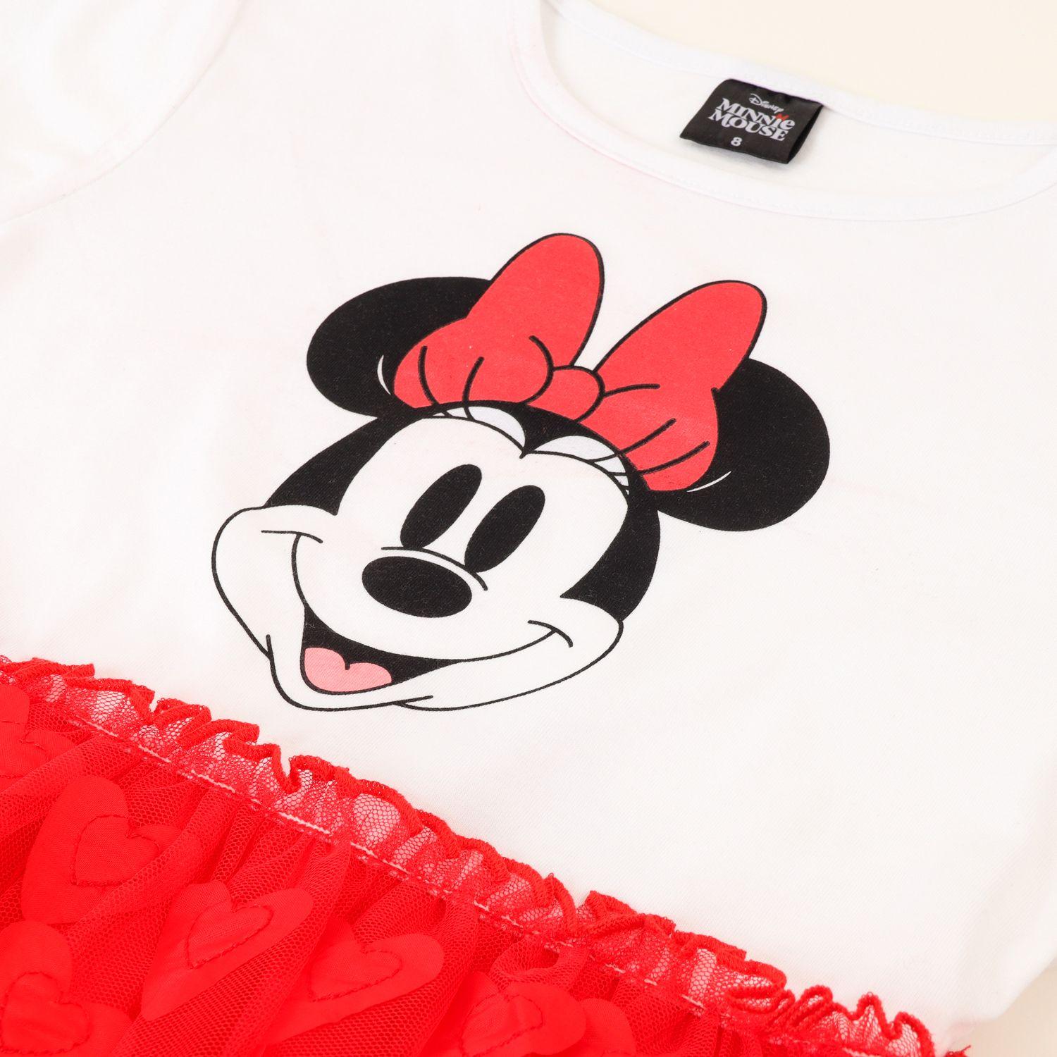 Vestido Niña Tull Minnie Corazoncitos Rojo Disney-1