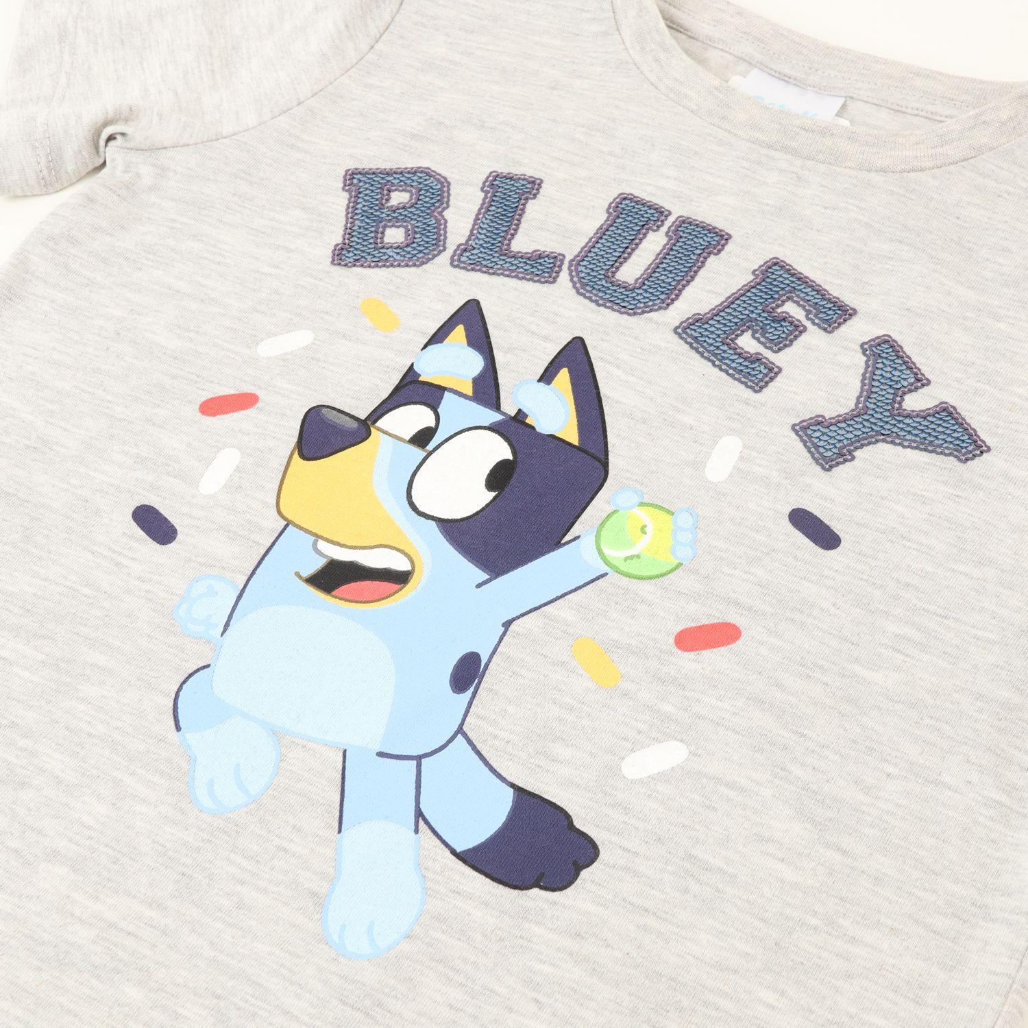 Polera Manga Corta Niño Lentejuelas Reversible Gris Bluey-1