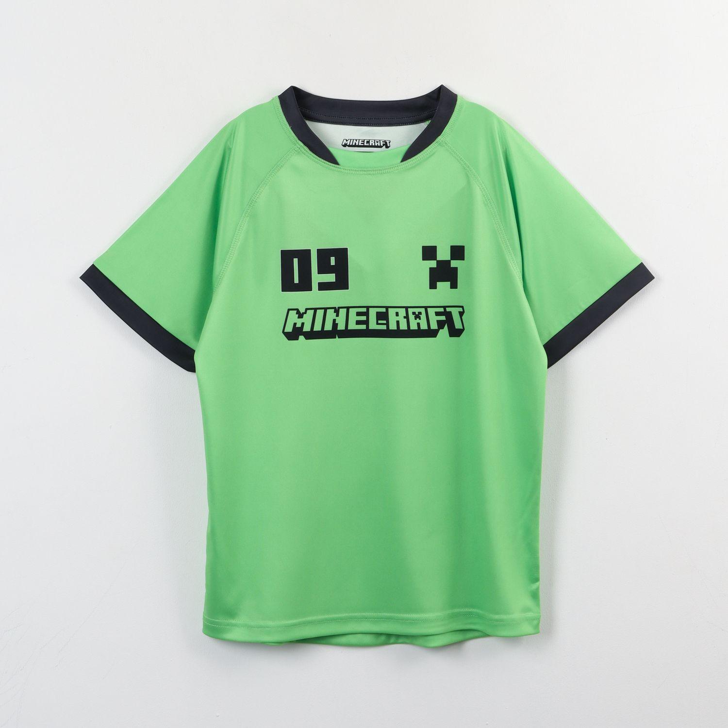 Polera Manga Corta Niño Verde Fútbol Minecraft-0