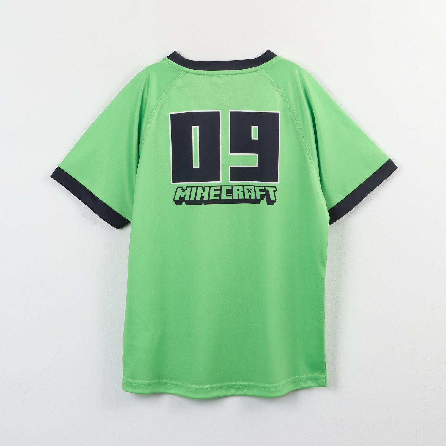 Polera Manga Corta Niño Verde Fútbol Minecraft-1