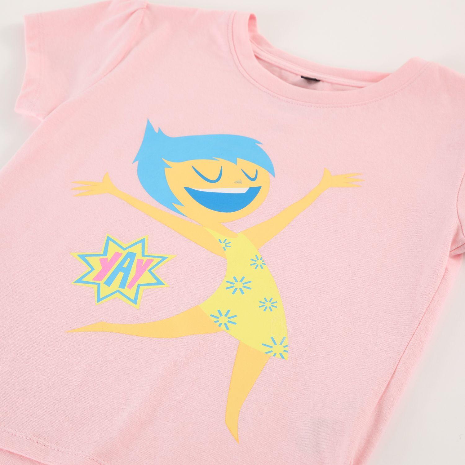 Polera Manga Corta Niña Intensamente Alegria Rosado Disney-1