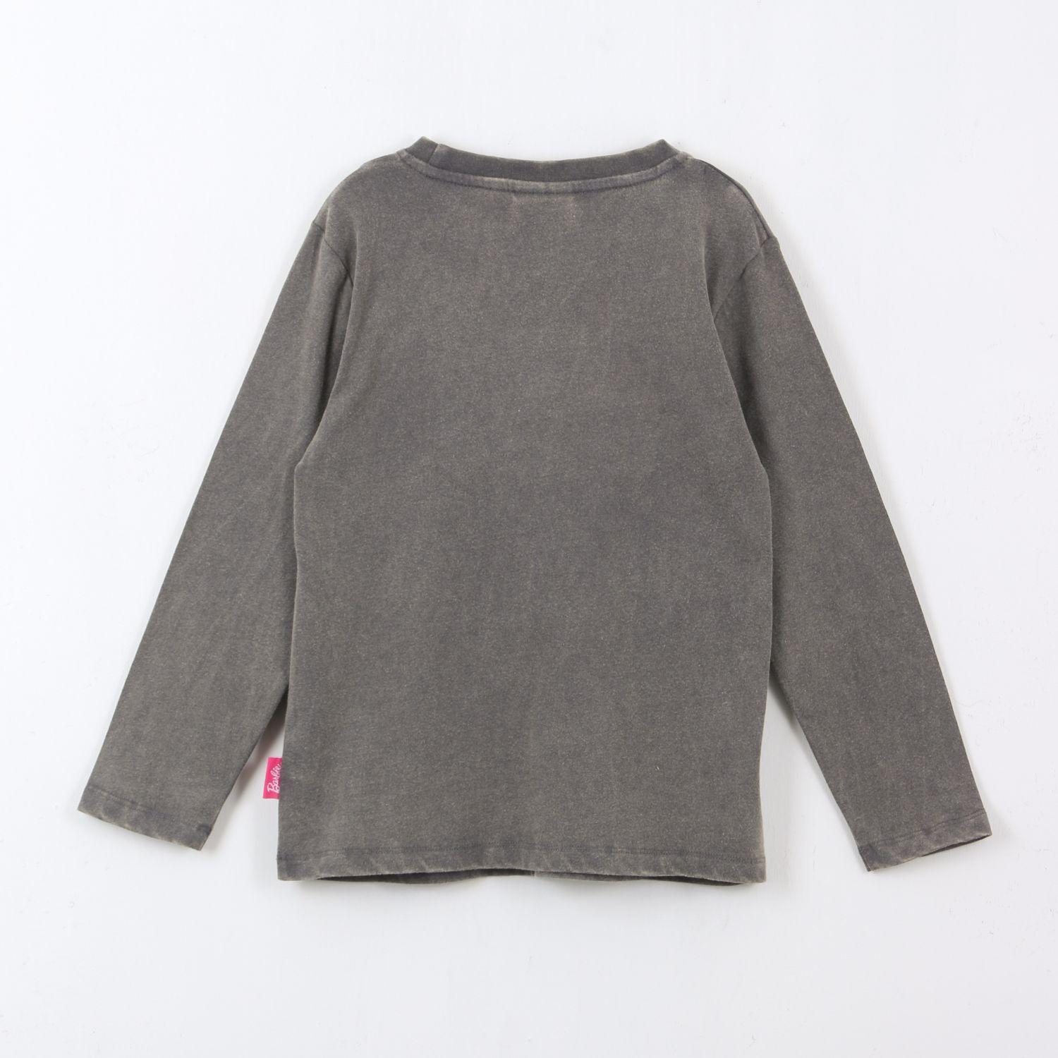 Polera Manga Larga Niña Logo Gris Barbie-1