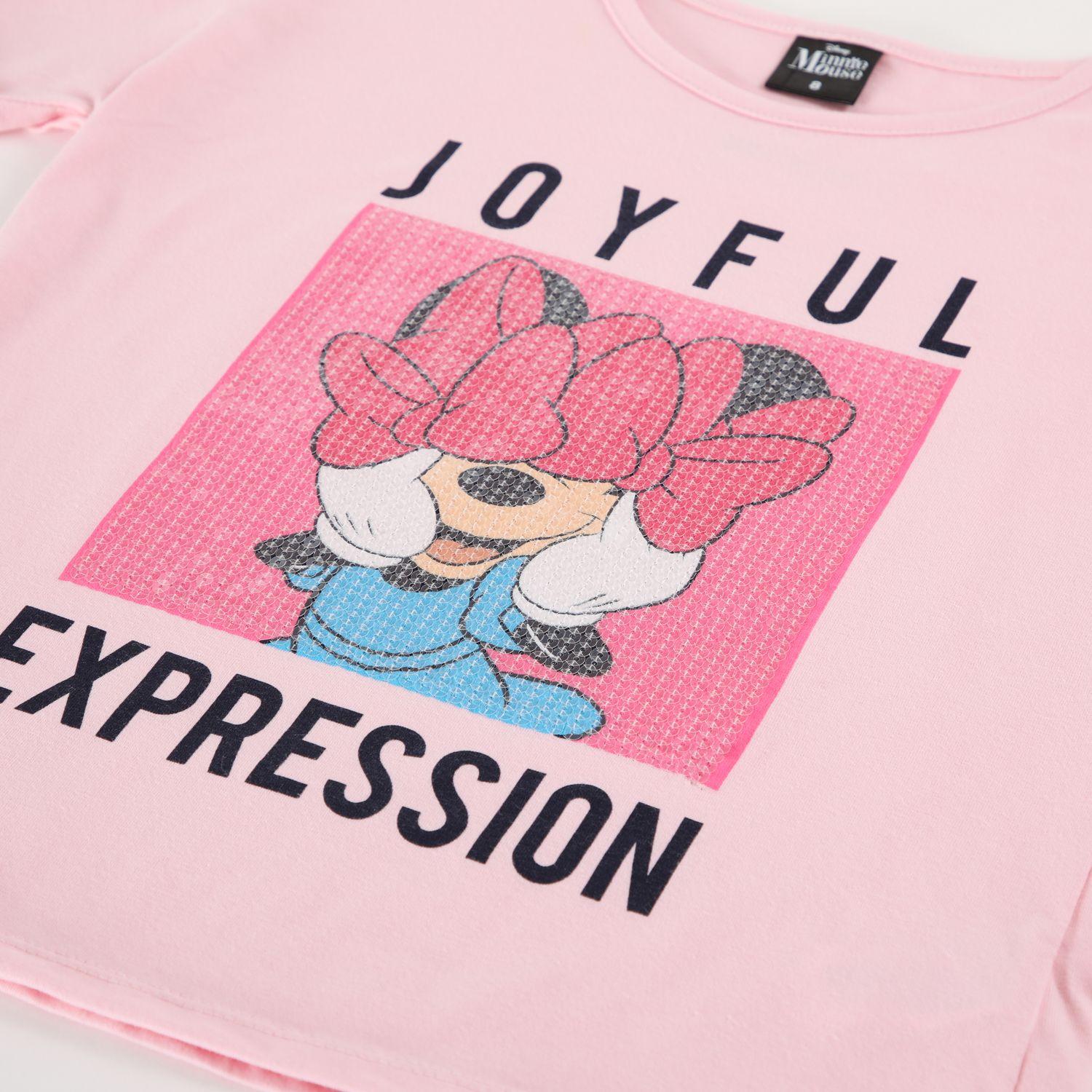 Polera Manga Corta Niña Joyful Expresion Minnie Rosado Disney-2