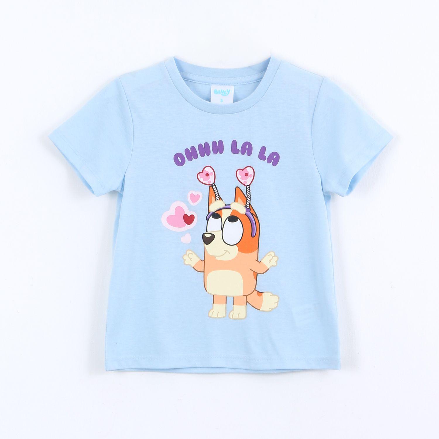 Polera Manga Corta Niña Bluey Celeste-0
