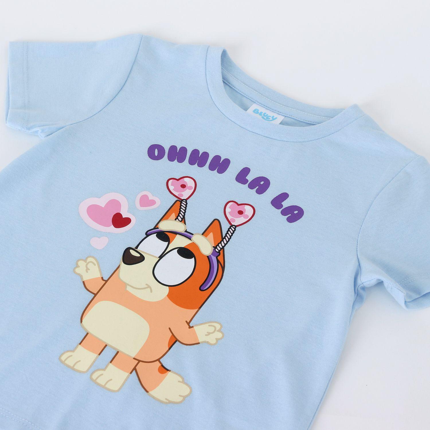 Polera Manga Corta Niña Bluey Celeste-2