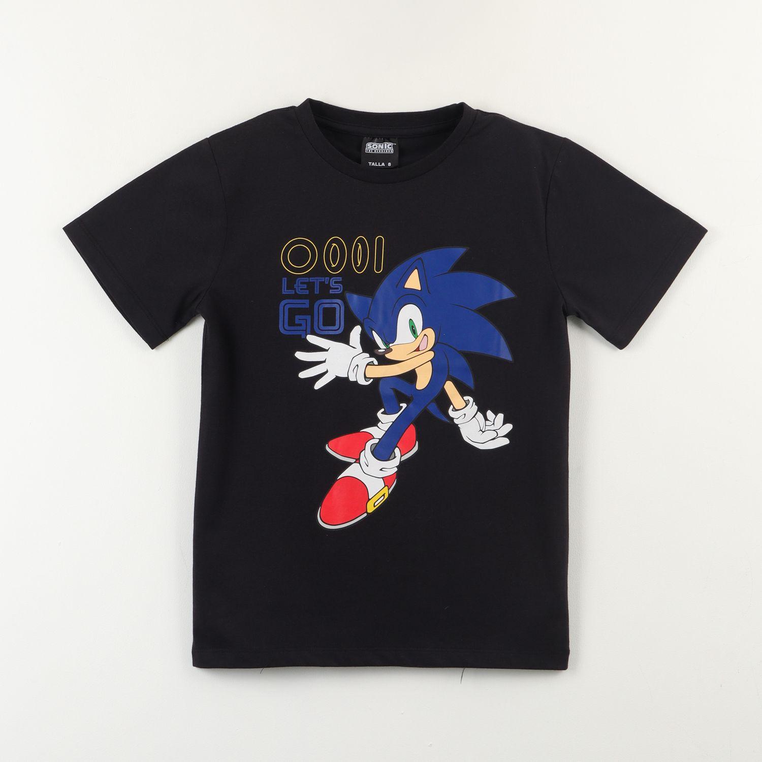 Polera Manga Corta Niño Negro Sonic Lets Go Sonic-0