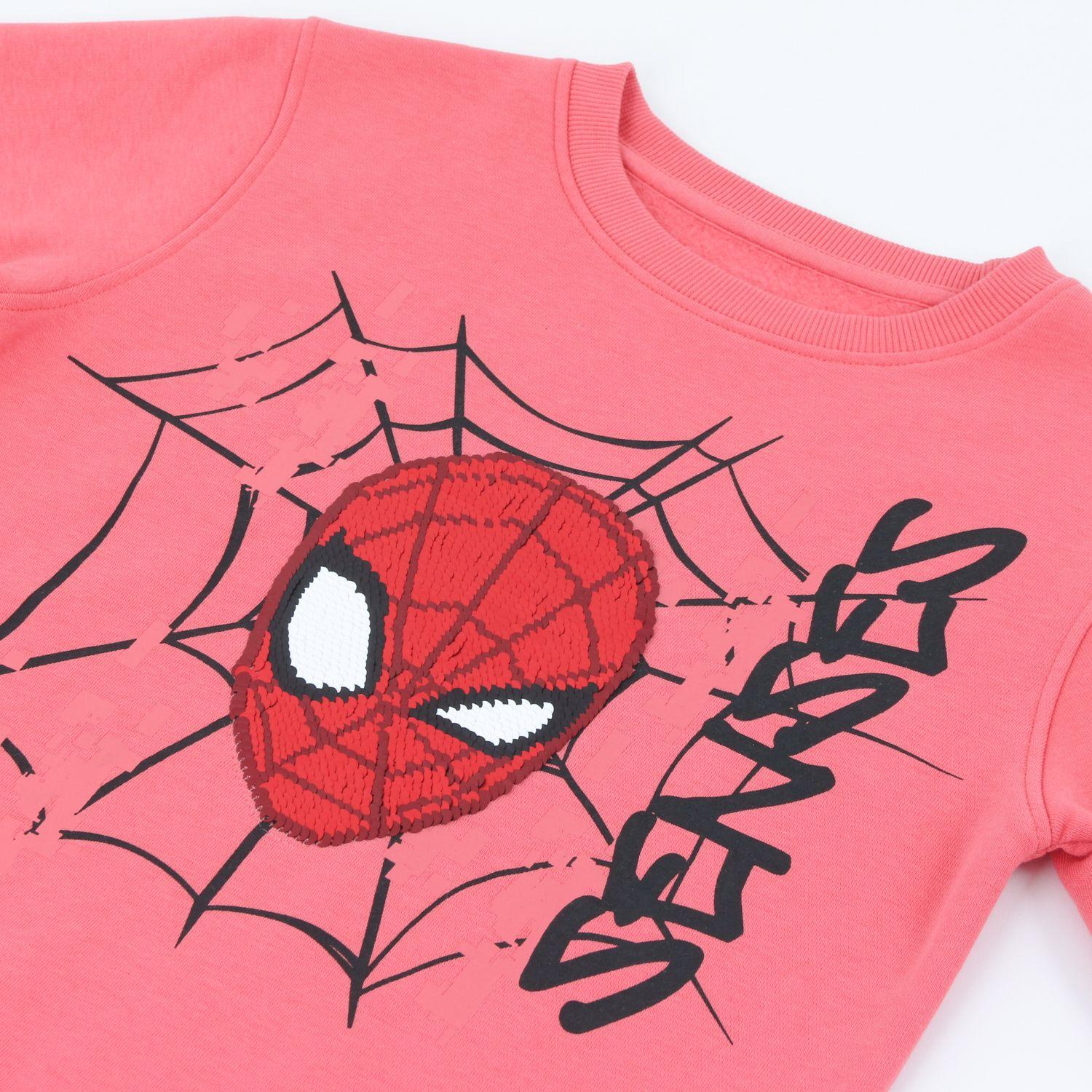 Polerón Cerrado Niño Lentejuelas Spiderman Rojo Marvel-2