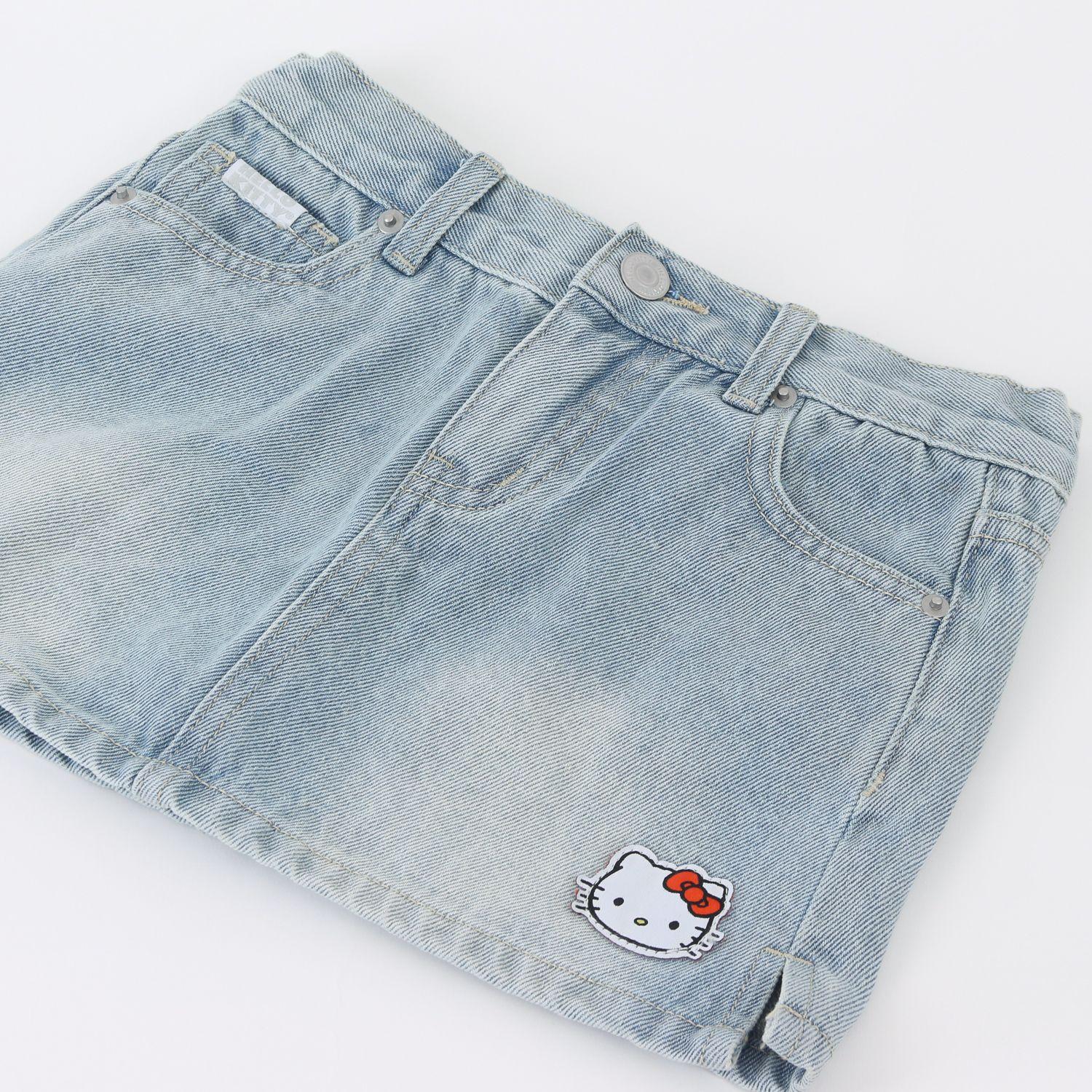 Short Mezclilla Niña Hello Kitty Celeste-2