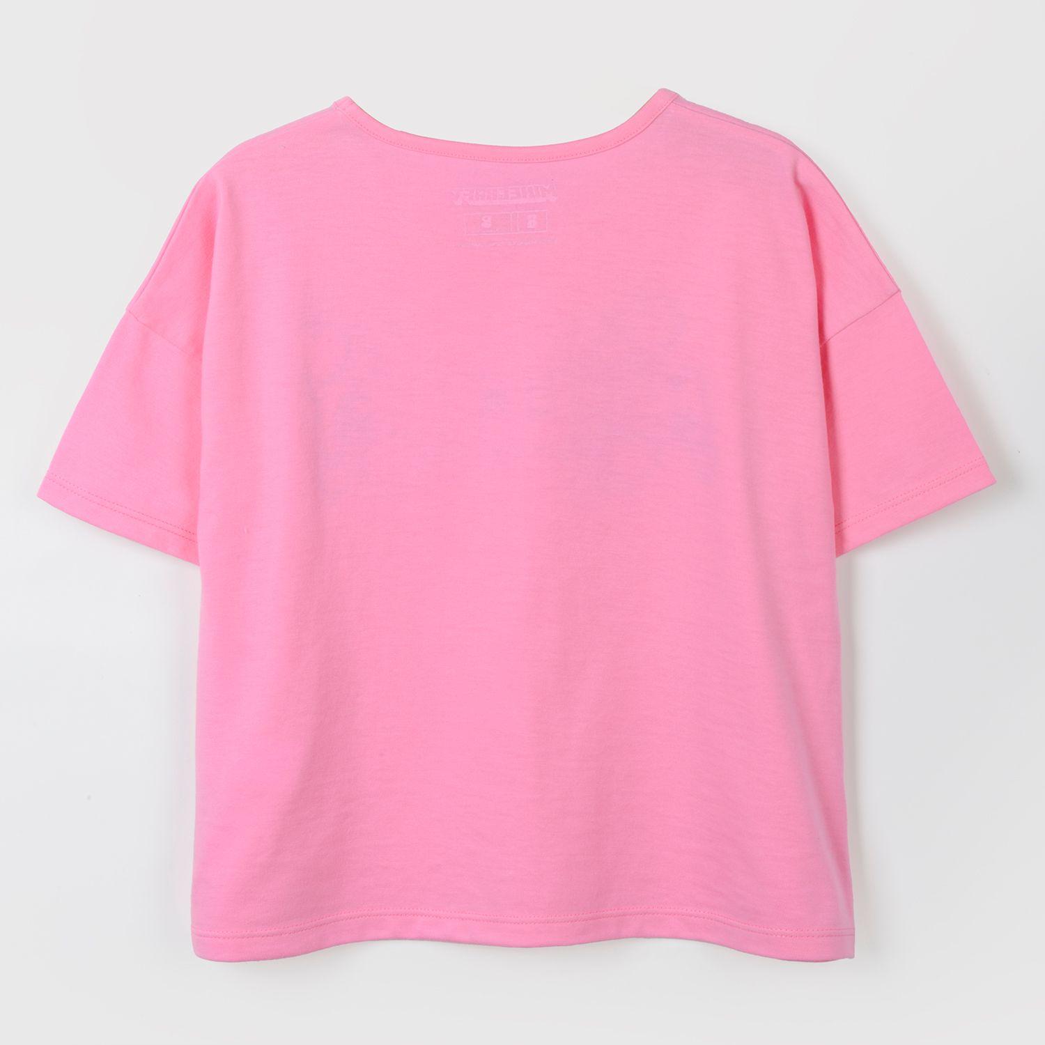 Polera Manga Corta Niña Corazones Rosado Minecraft-1