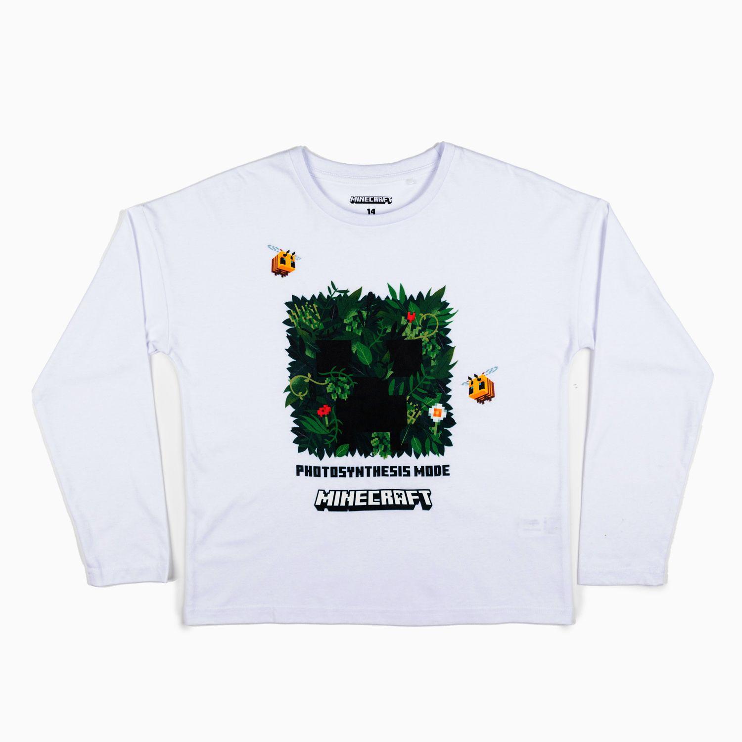 Polera Manga Larga Niña Minecraft Abejas Blanco Minecraft-3