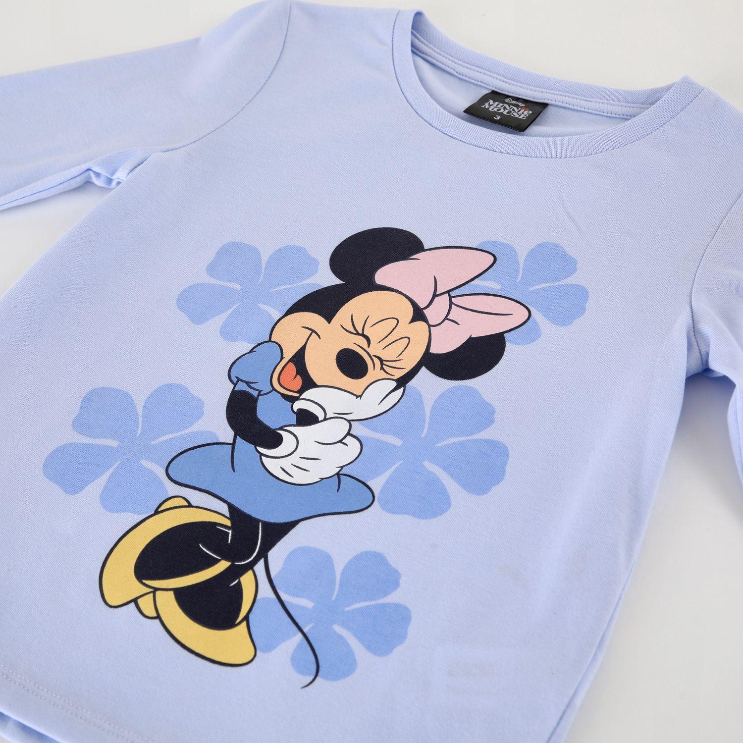 Polera Manga Larga Niña Minnie Disney Celeste-2