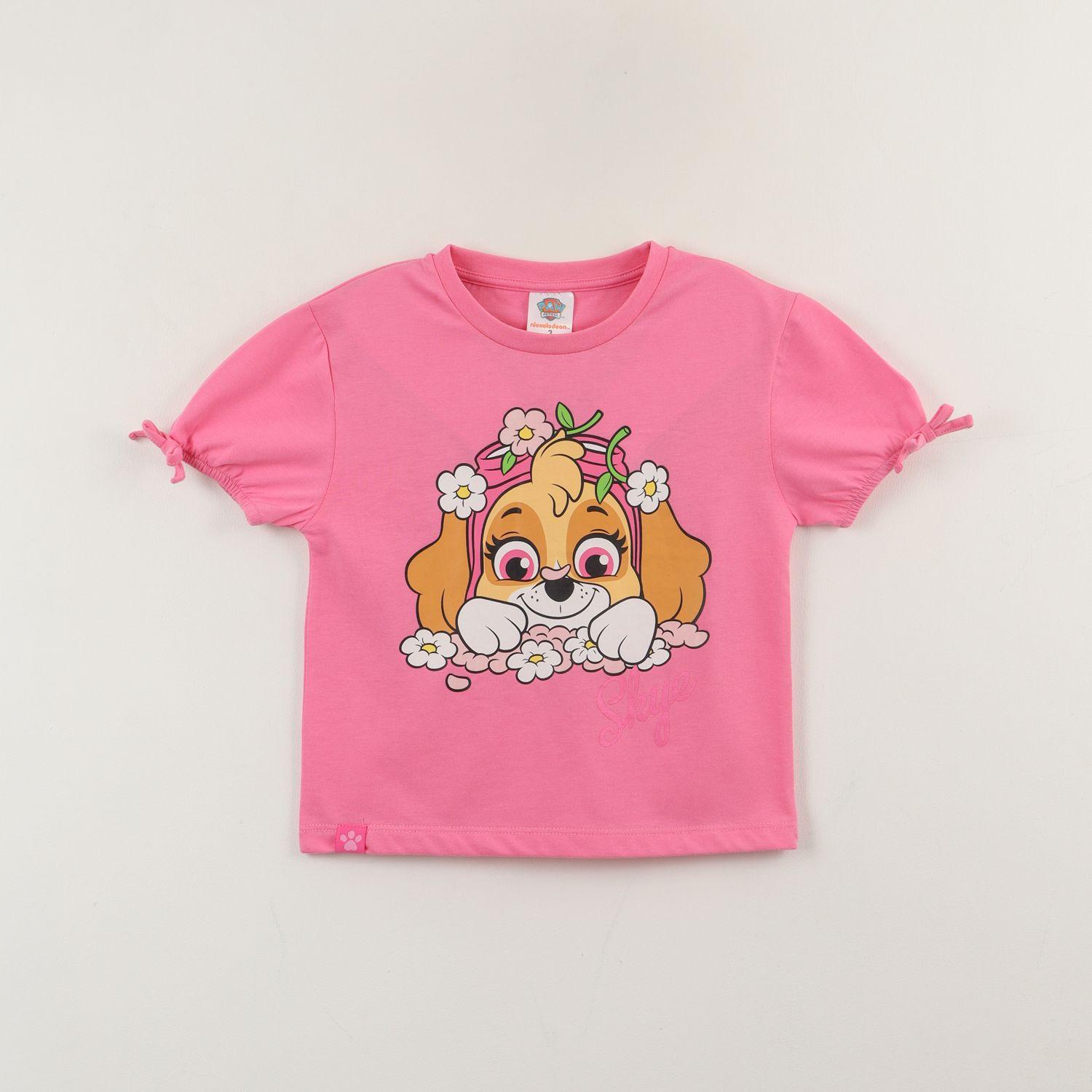 Polera Manga Corta Niña Rosado Skye & Flowers Paw Patrol-0