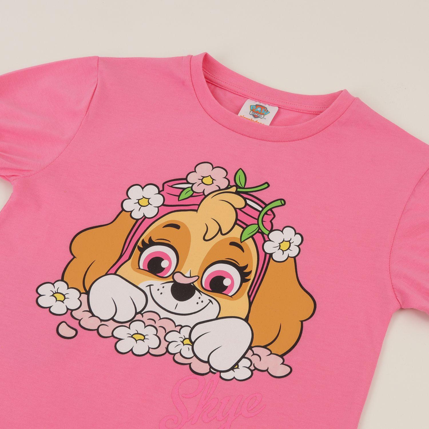 Polera Manga Corta Niña Rosado Skye & Flowers Paw Patrol-2