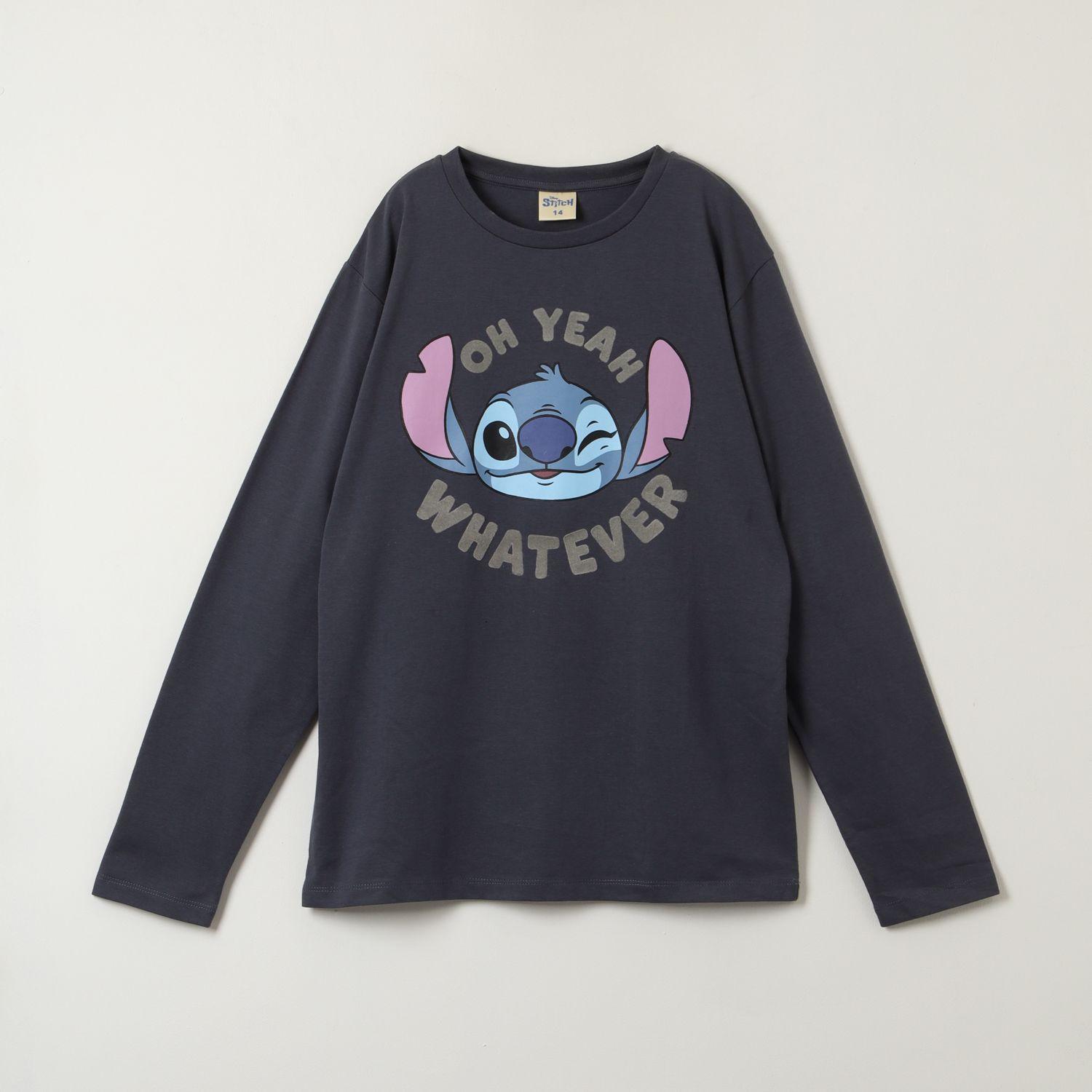 Polera Manga Larga Niño Lilo & Stitch Oh Yeah Negro Disney-0