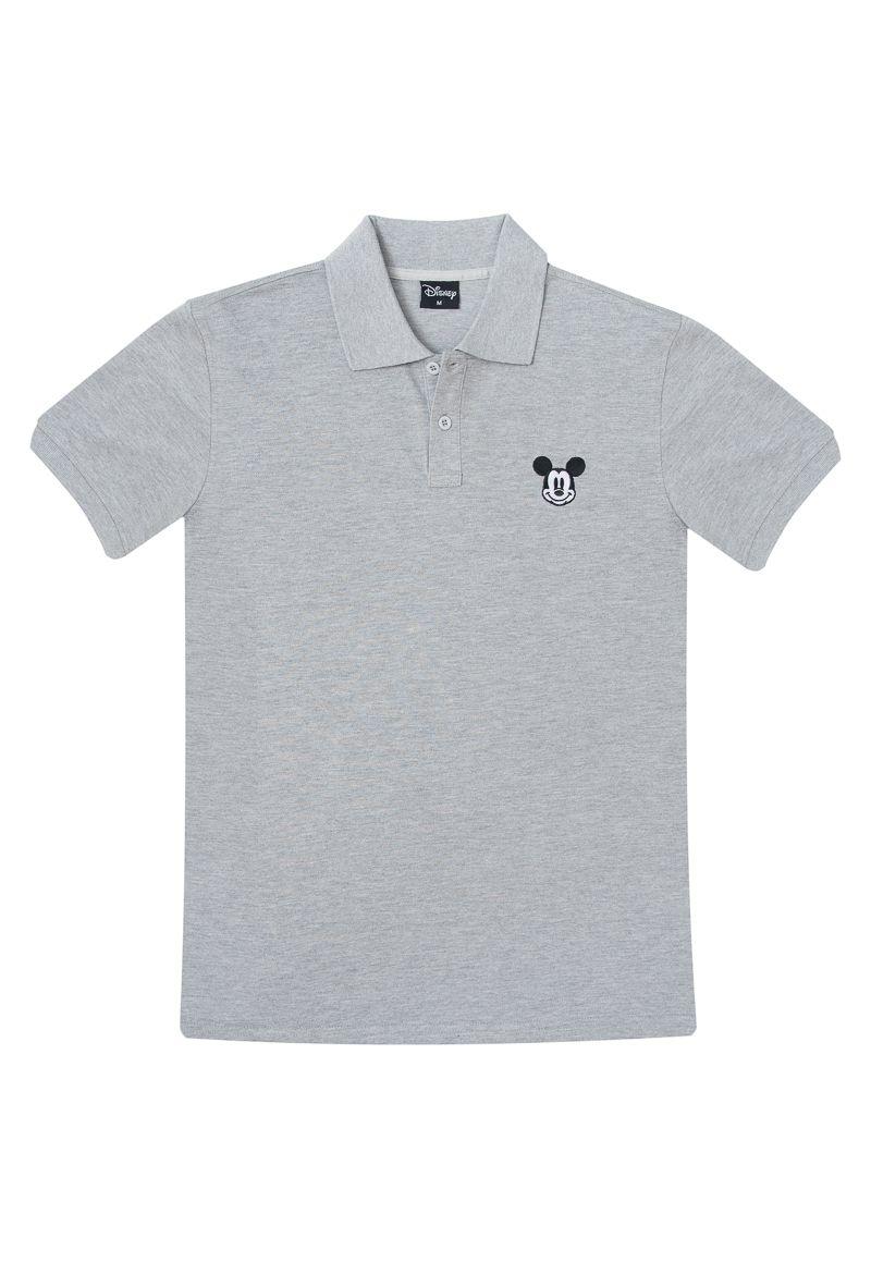 Polera Pique Hombre Face Mickey Gris Disney-0