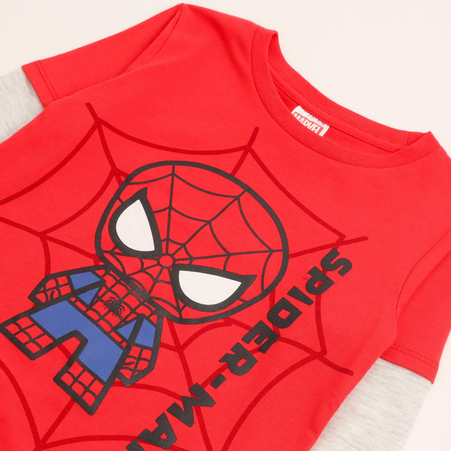 Polera Manga Larga Niño Spiderman Doble Manga Rojo Marvel-1