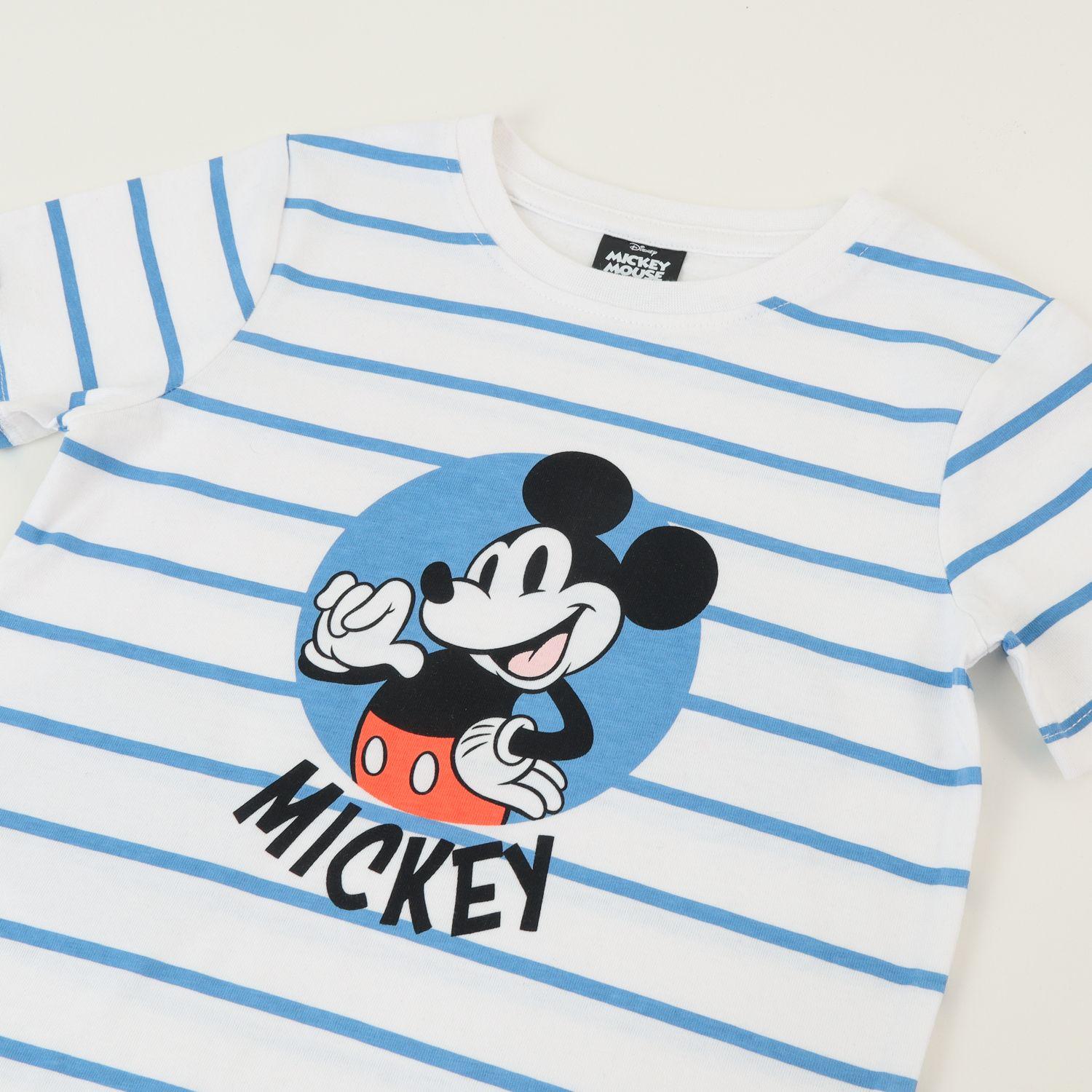 Polera Manga Corta Niño Blanco Rayas Mickey Disney-3