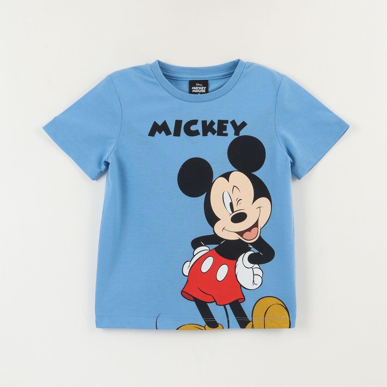 Polera Manga Corta Niño Azul Mickey Guiño Disney-0