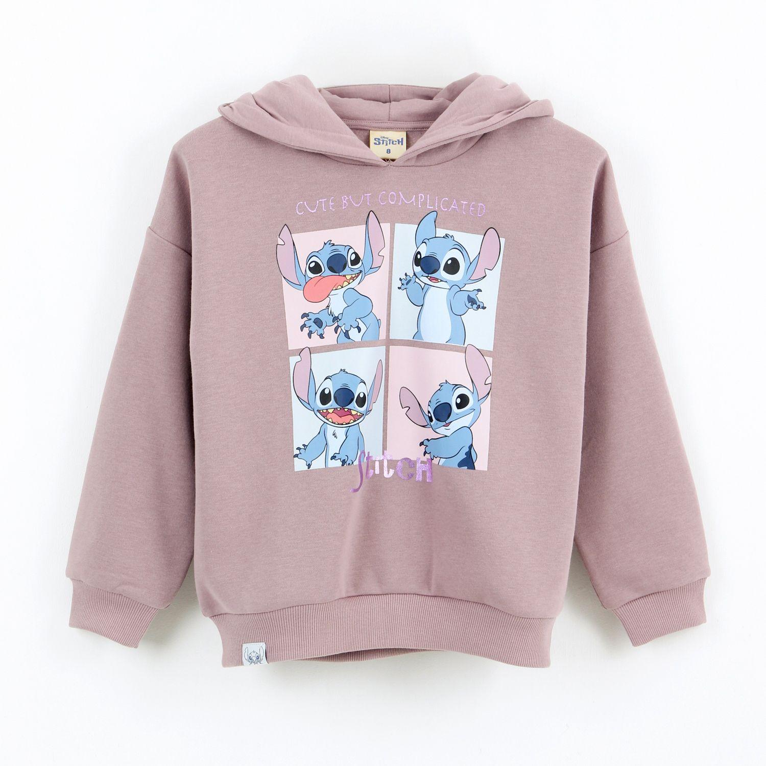 Polerón Cerrado Niña Hoodie Mosaico Lilo Stitch Rosa Disney-0