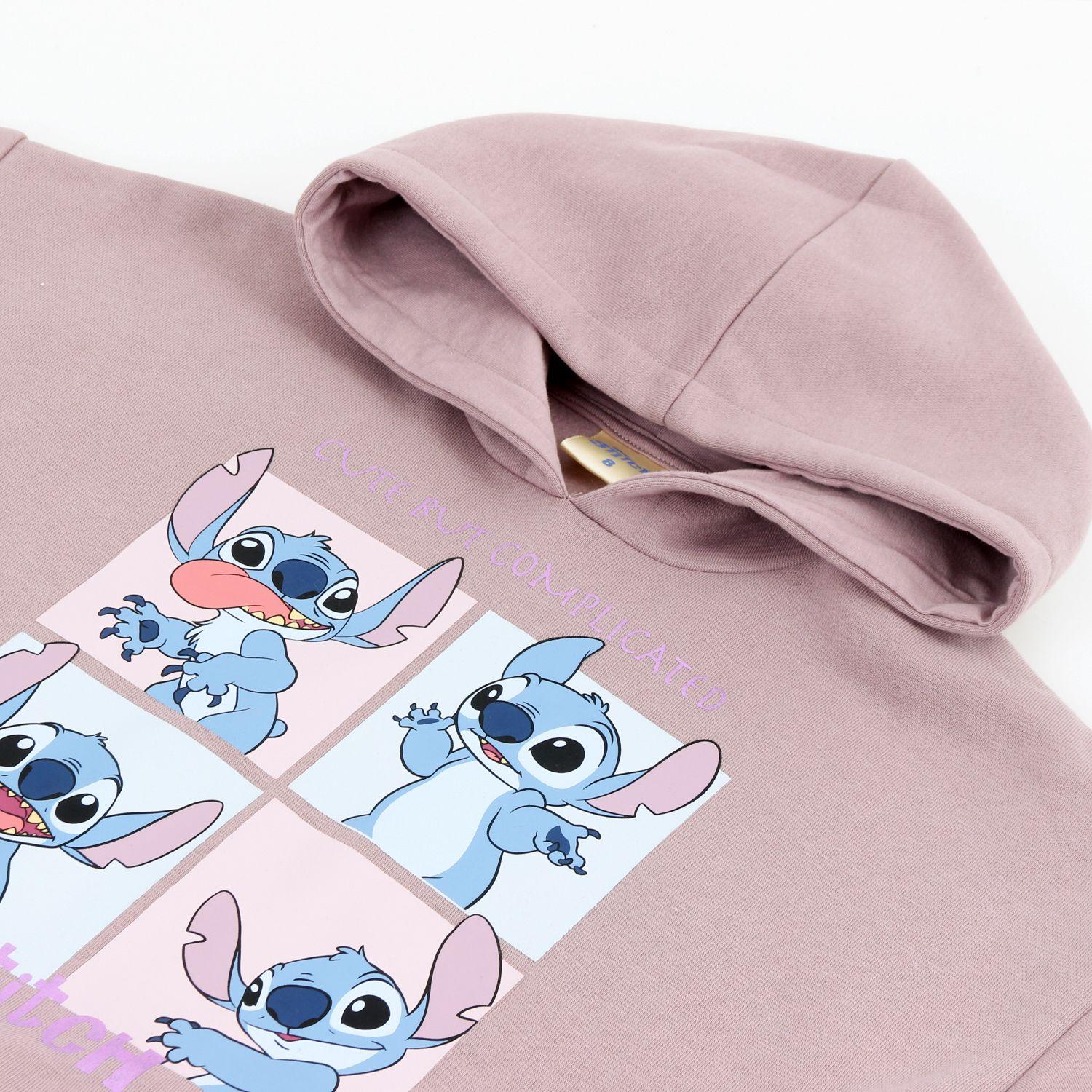 Polerón Cerrado Niña Hoodie Mosaico Lilo Stitch Rosa Disney-2