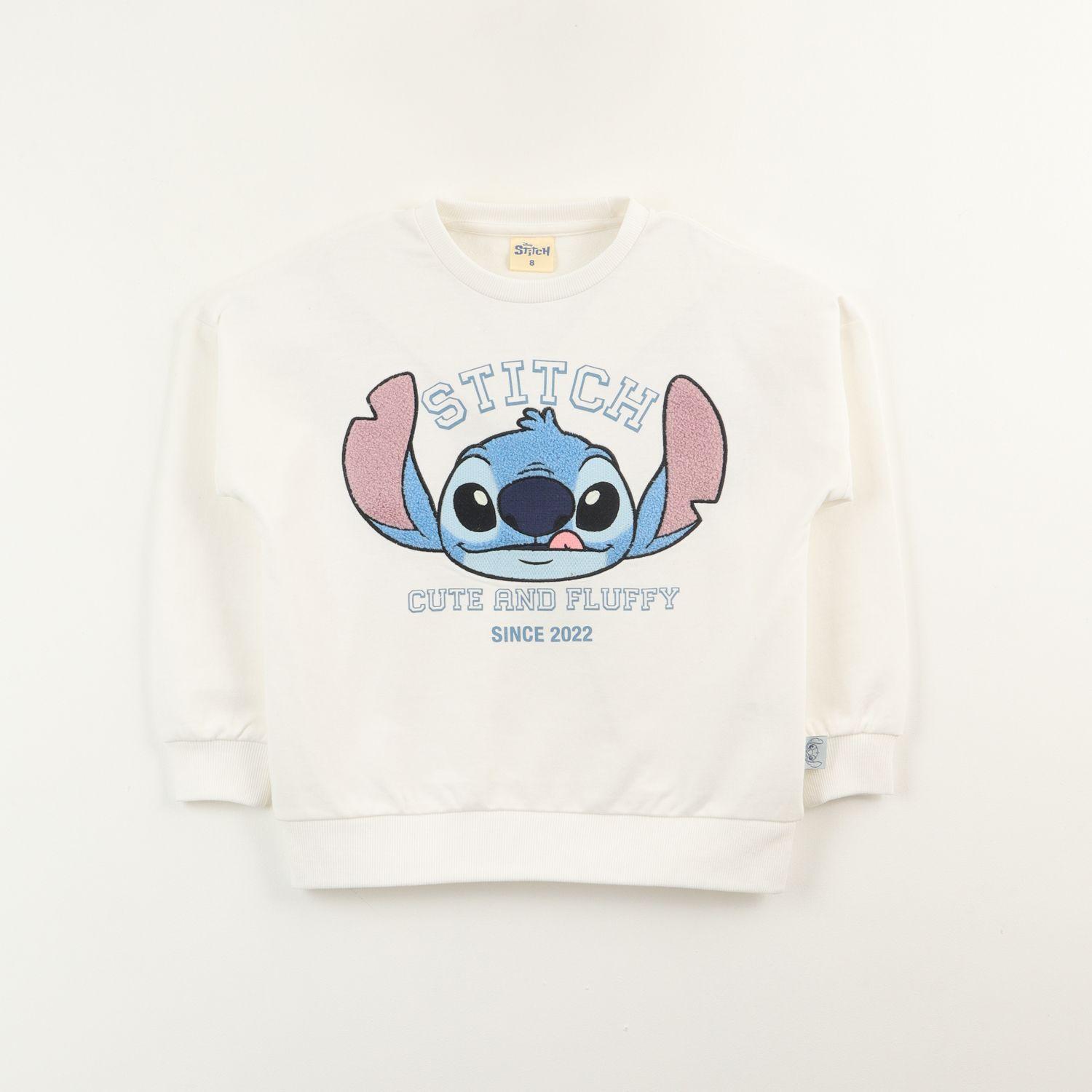 Poleron Cerrado Niña Lilo & Stitch Fluffy Blanco Disney-0