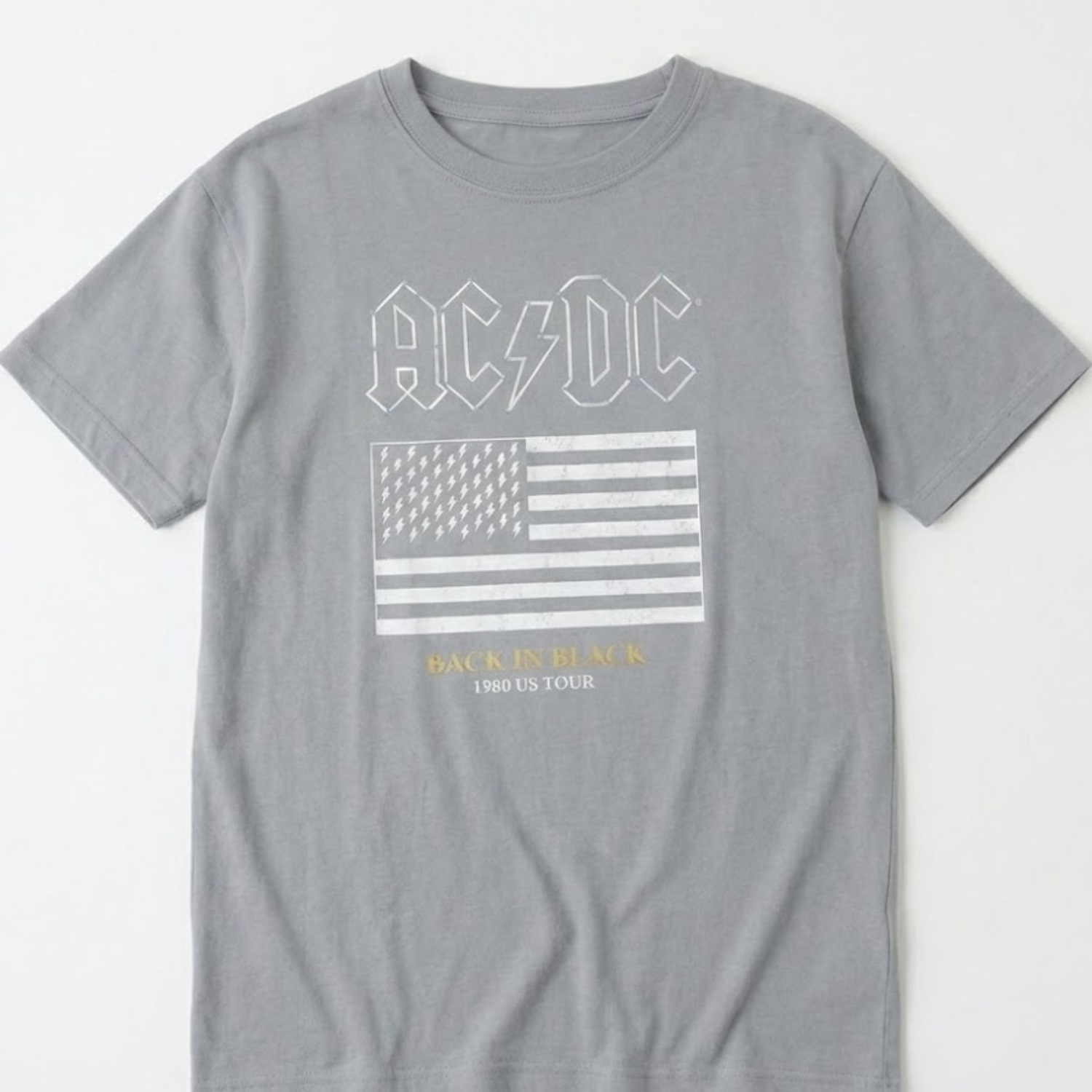 Polera Manga Corta Mujer Bandera Gris ACDC-1