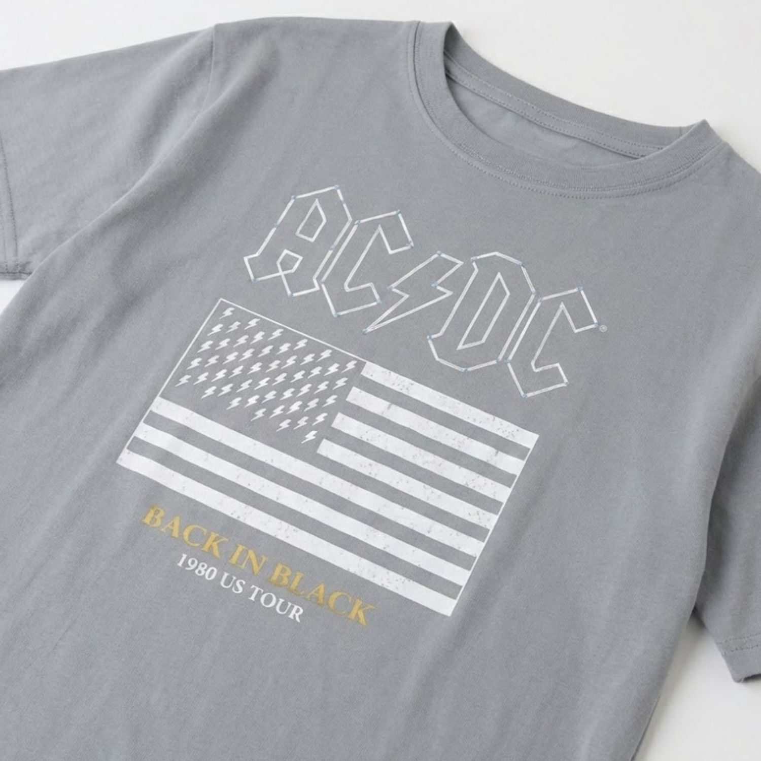 Polera Manga Corta Mujer Bandera Gris ACDC-2