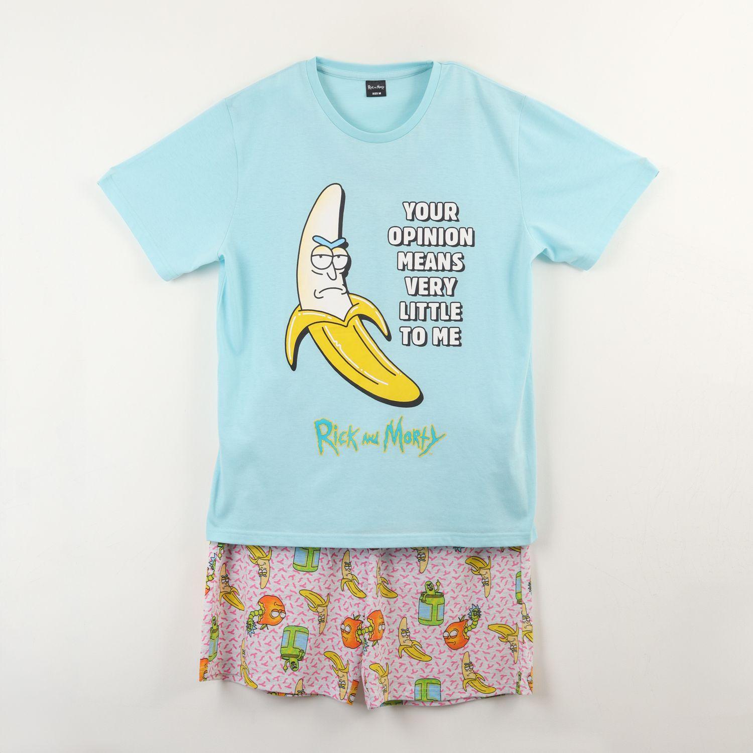 Pijama Manga Corta Hombre Celeste Banana Rick and Morty-0
