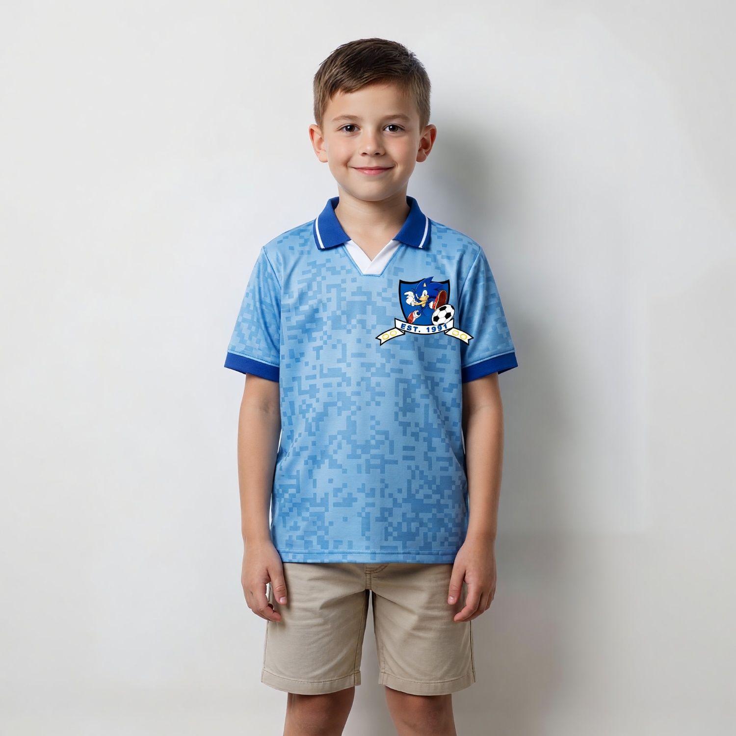 Polera Manga Corta Niño Sonic Celeste-0