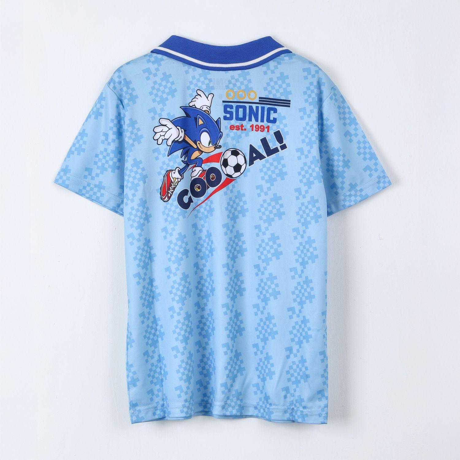 Polera Manga Corta Niño Sonic Celeste-2