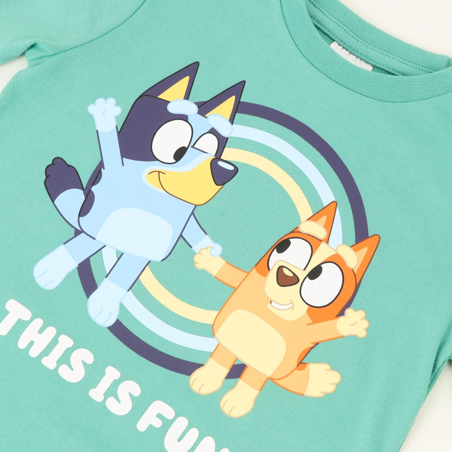 Polera Manga Corta Niño Verde Fun Bingo Y Bluey-1