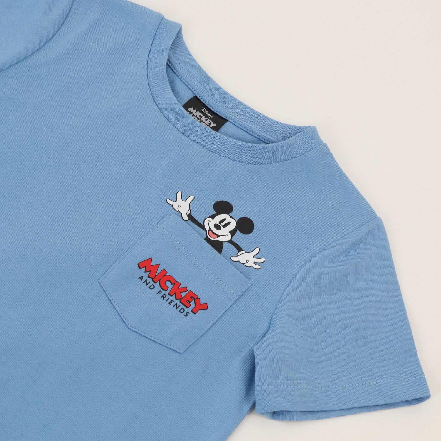 Polera Manga Corta Niño Azul Bolsillo Mickey Disney-2