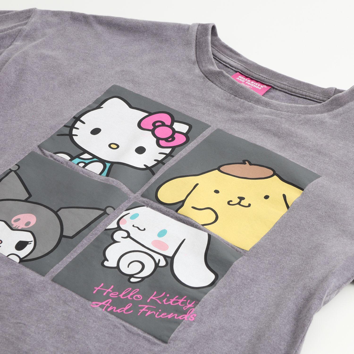 Polera Manga Larga Niña Mosaico Gris Hello Kitty-2