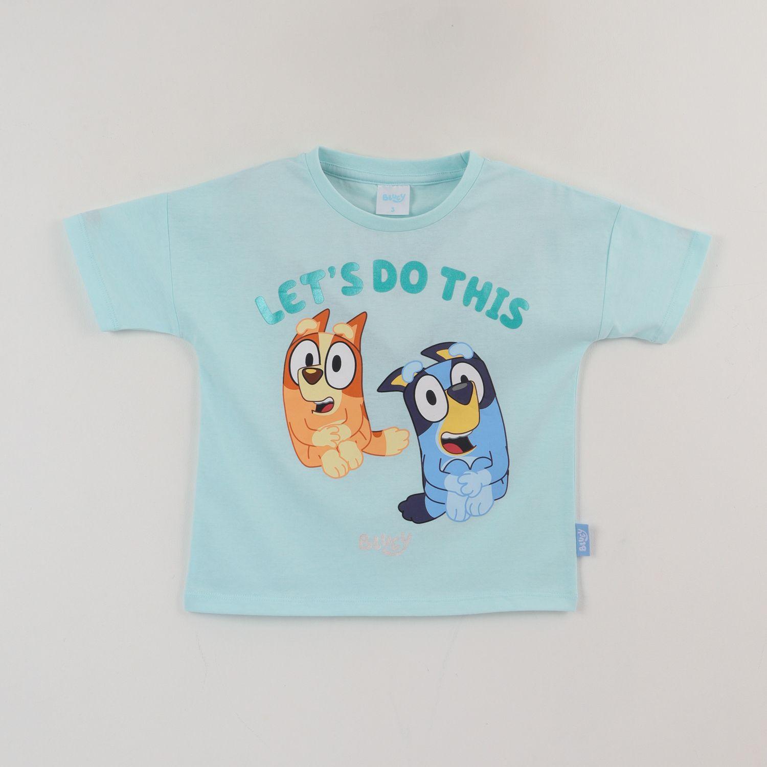 Polera Manga Corta Niña Celeste Bingo & Bluey-0