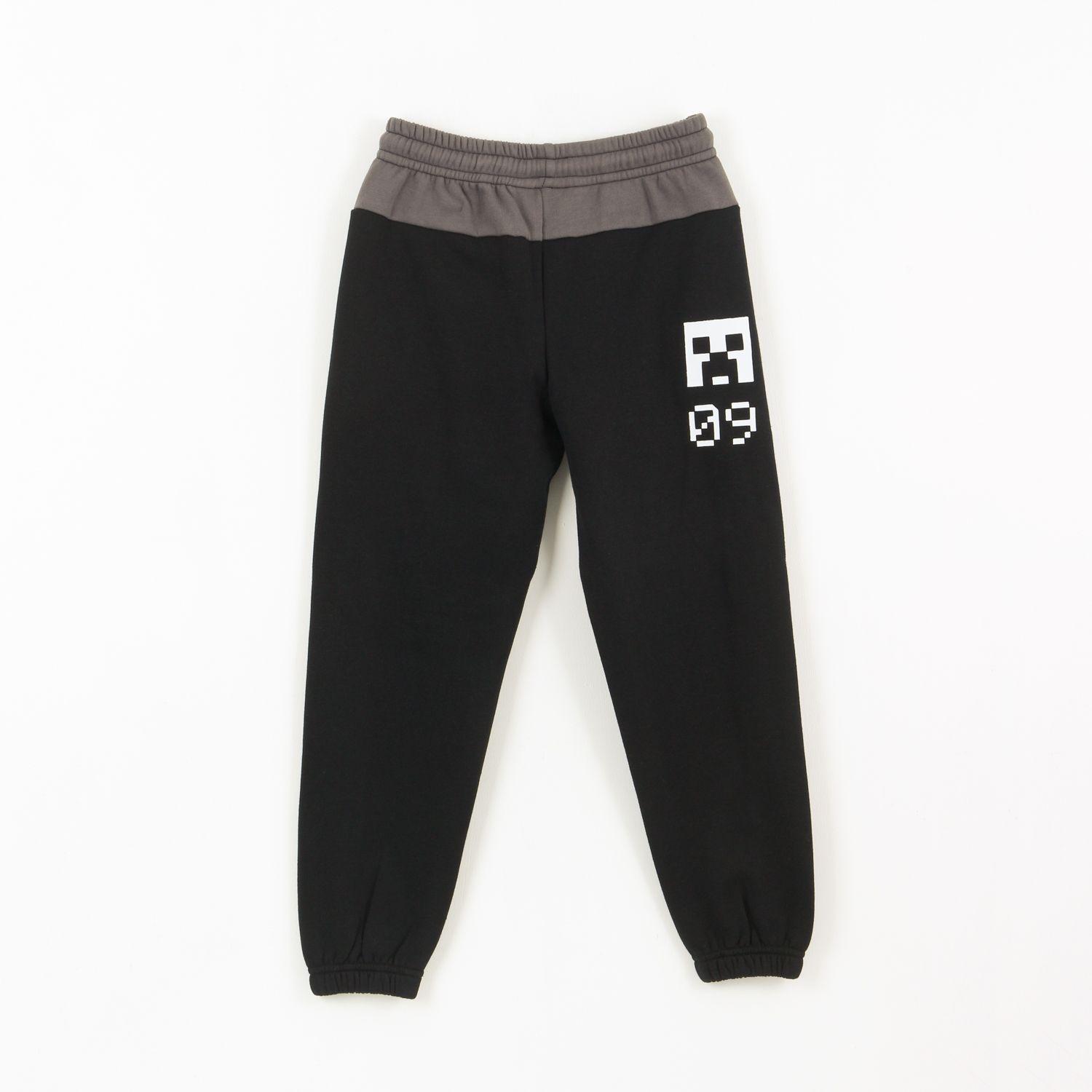 Pantalón de Buzo Niño Banda Lateral Negro Minecraft-1