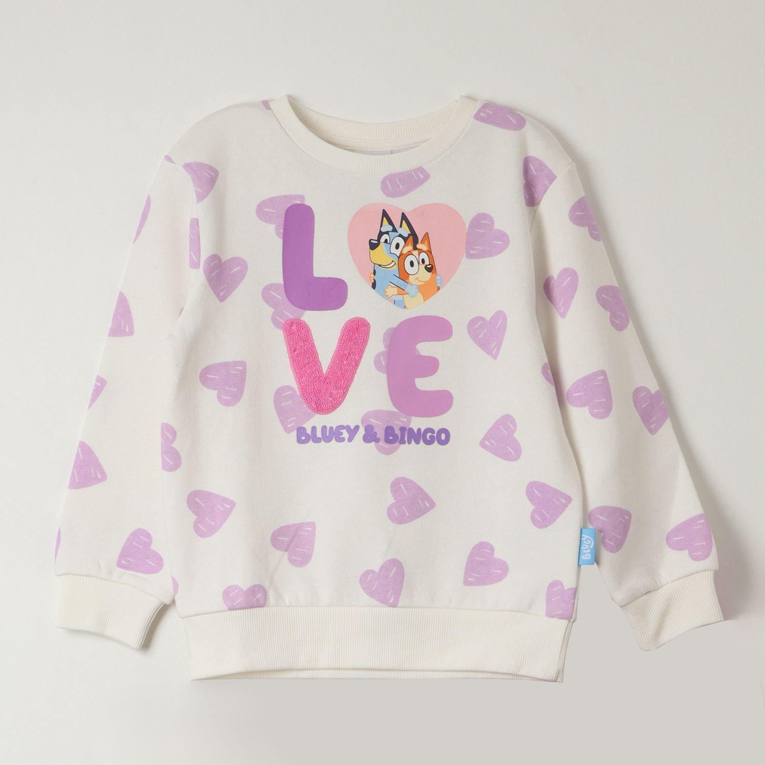 Poleron Cerrado Niña Love Blanco Bluey-0