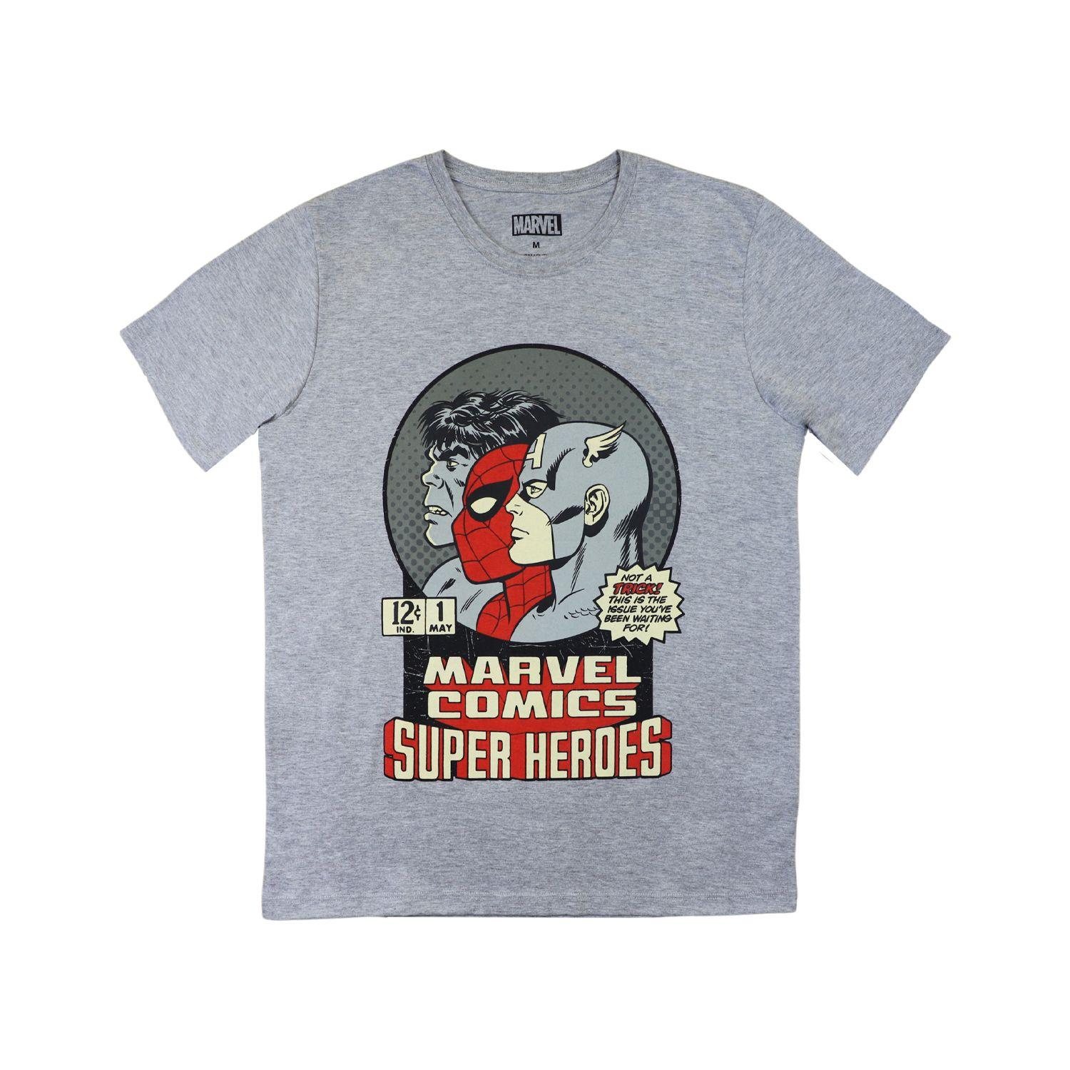 Polera Hombre Avengers Superheroes Gris Marvel-0