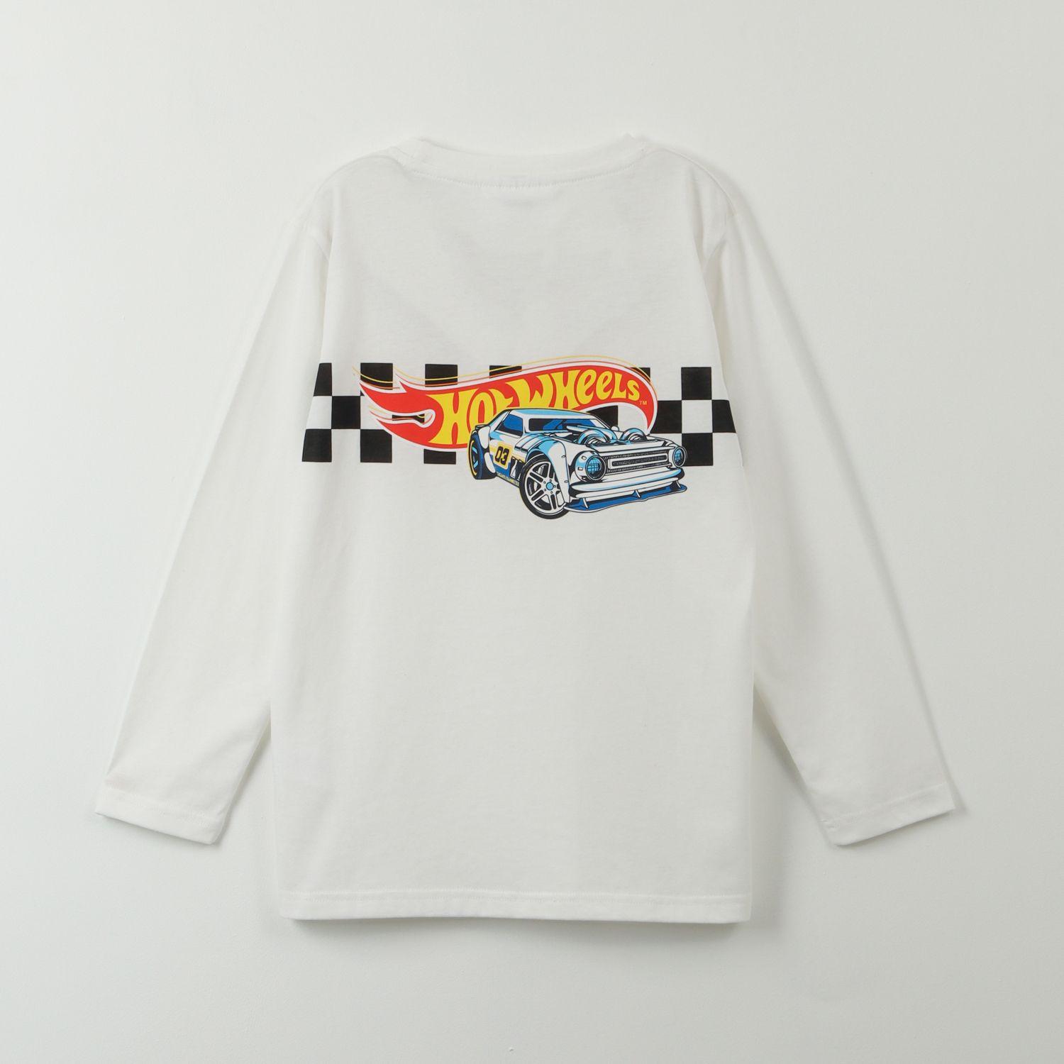 Polera Manga Larga Niño Flames Car Blanco Hot Wheels-2