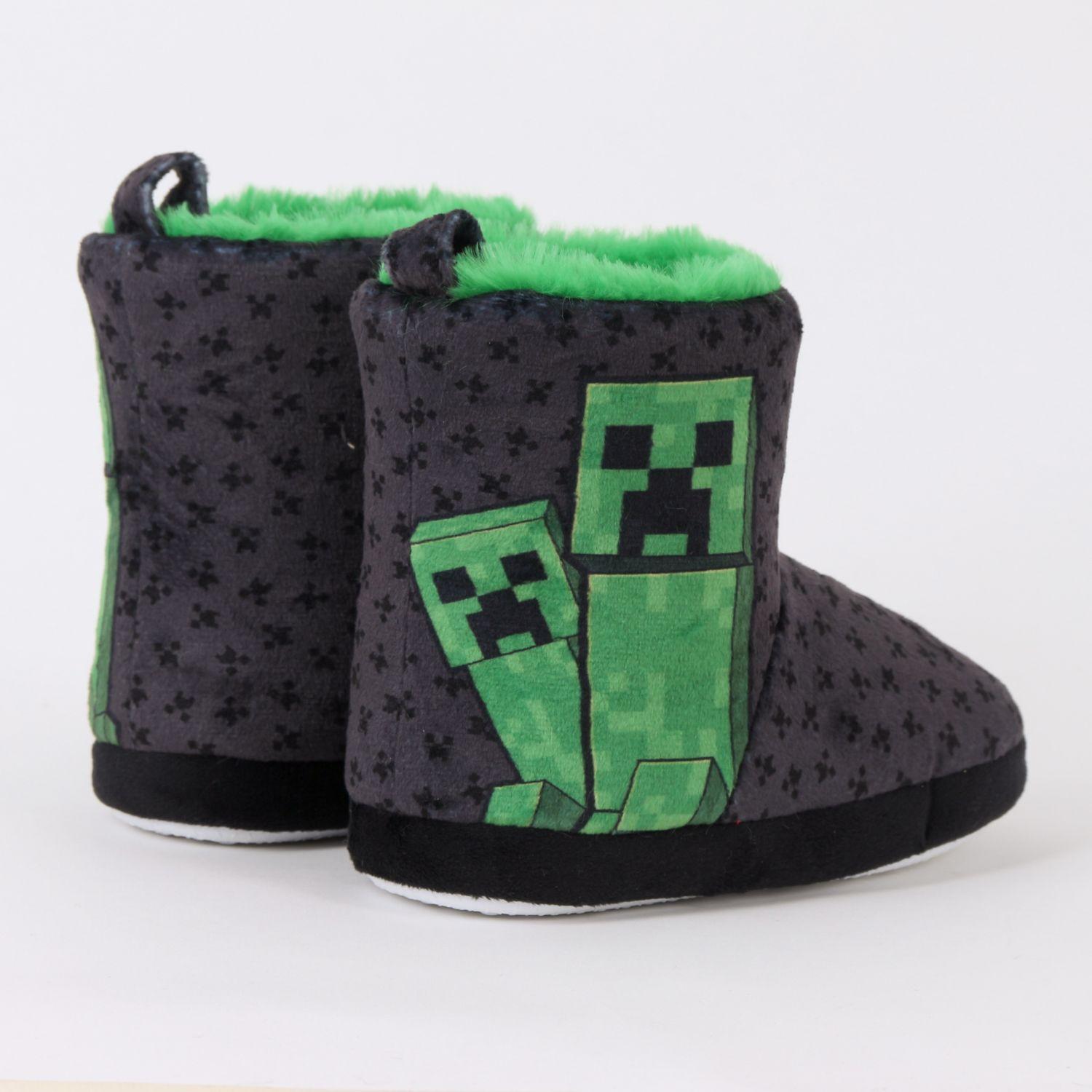 Pantufla Bota Niño Invernal Creepers Negro Minecraft-2