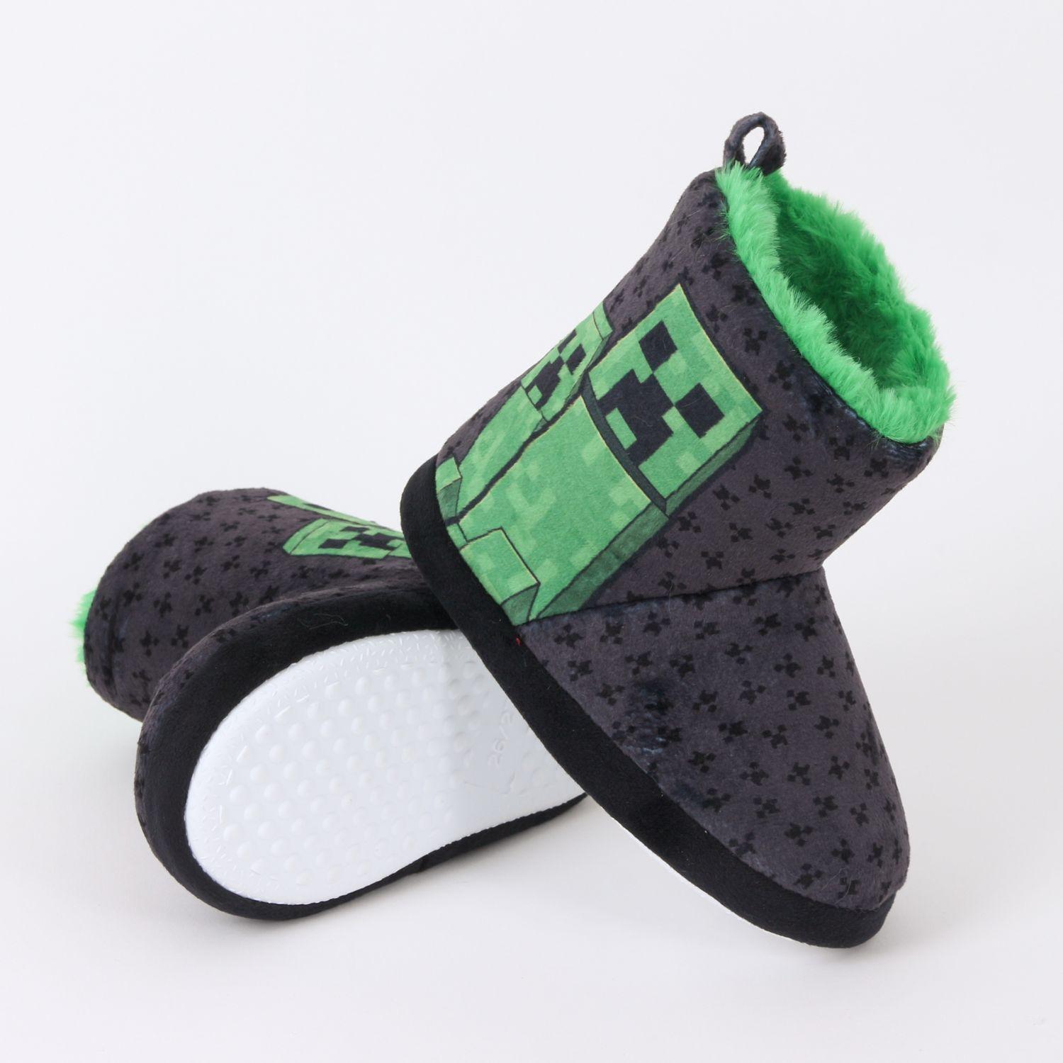 Pantufla Bota Niño Invernal Creepers Negro Minecraft-3