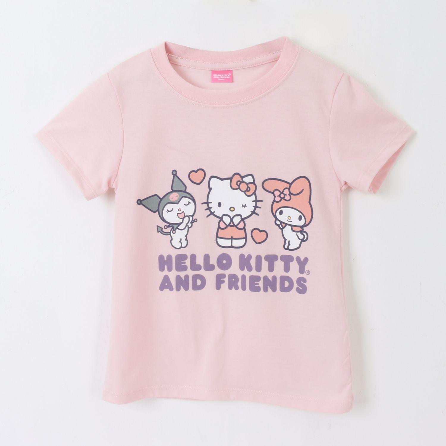 Polera Manga Corta Niña Rosado Friends & Hello Kitty-0
