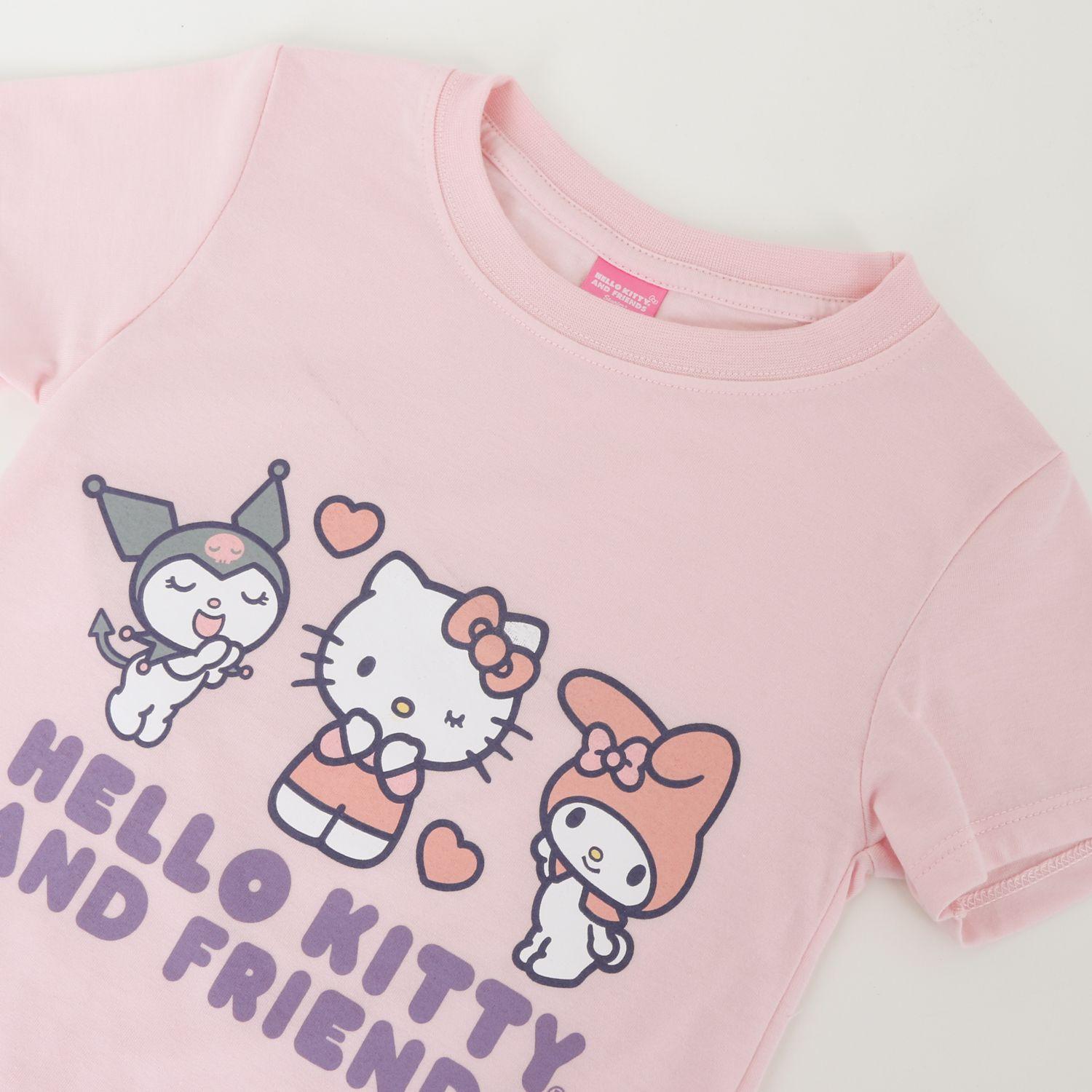 Polera Manga Corta Niña Rosado Friends & Hello Kitty-2
