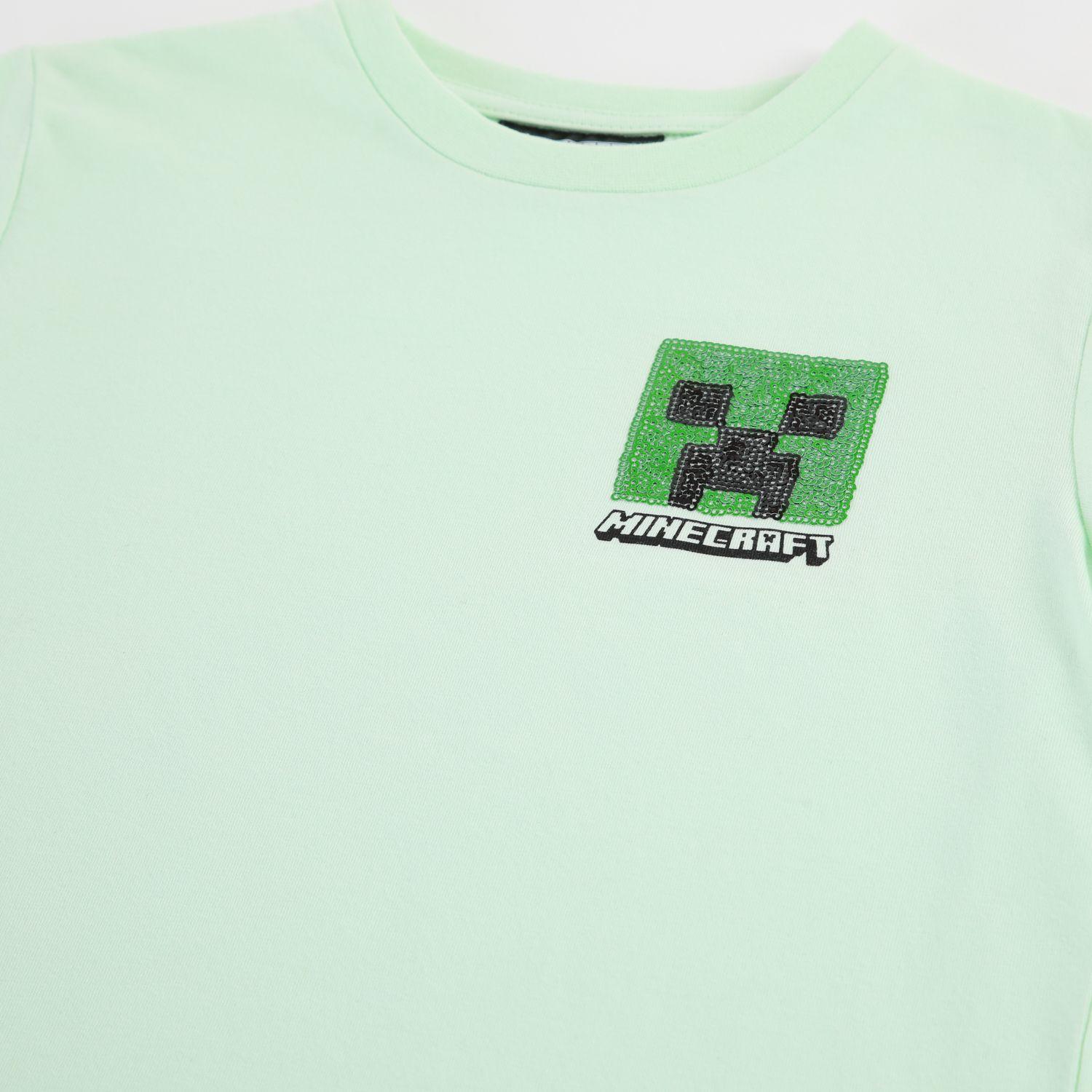 Polera Manga Corta Niño Minecraft Sequins Verde-2