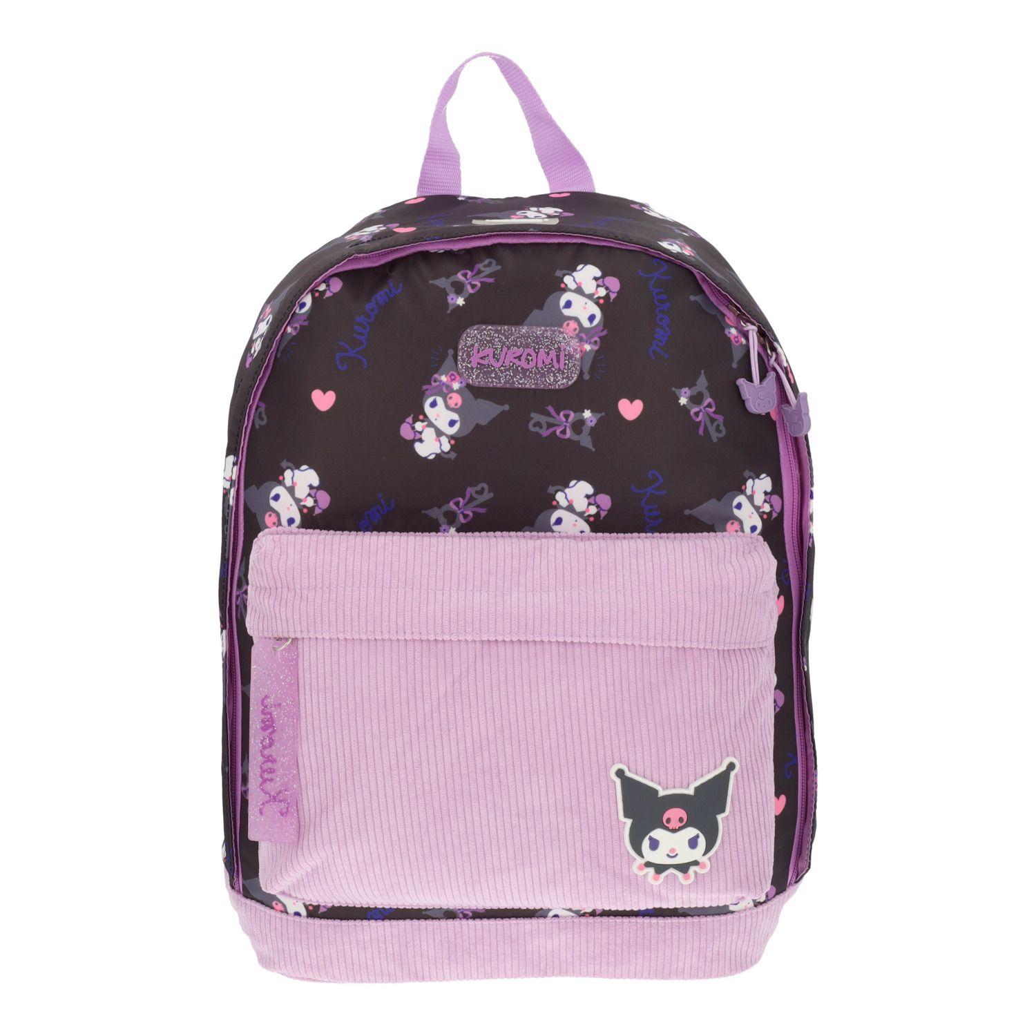Mochila Escolar Niña Kuromi Print Bolsillo Rosa Hello Kitty-0
